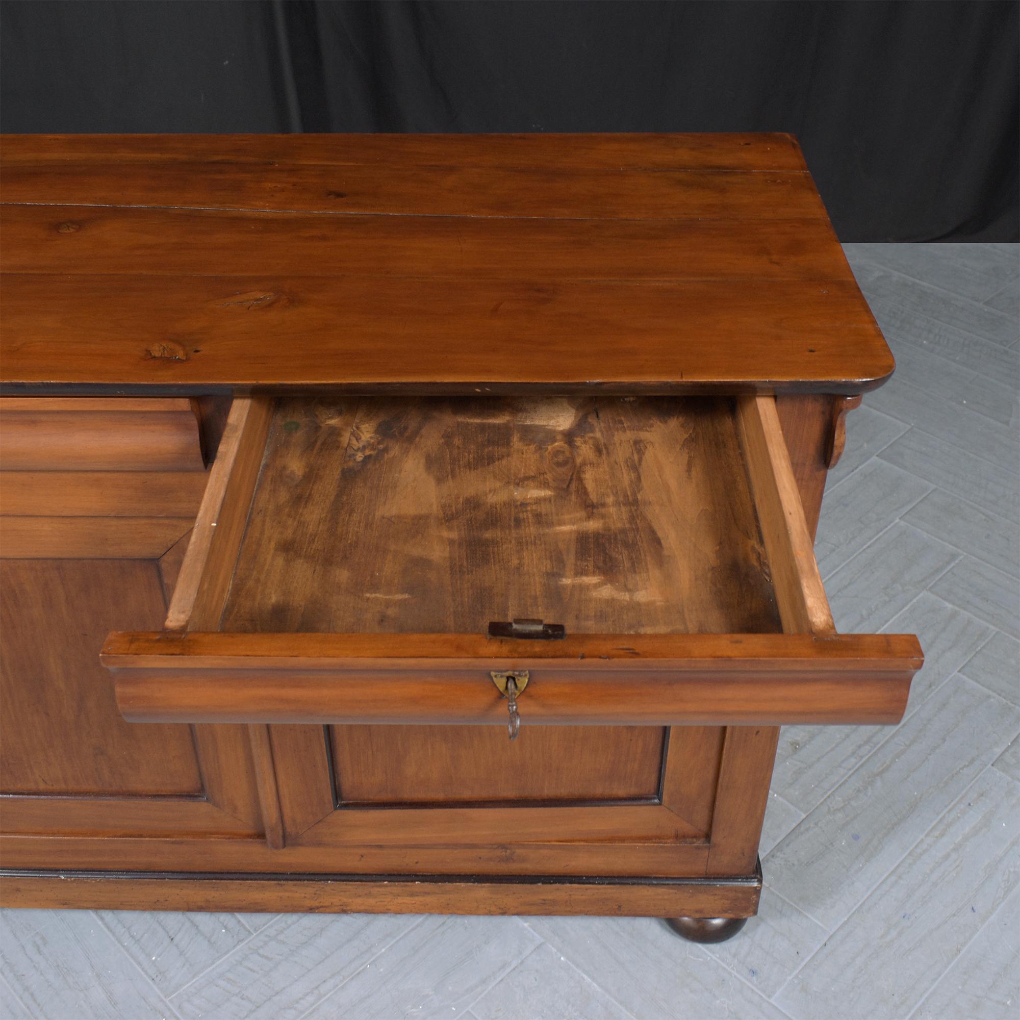 Lacquer 19th-Century French Walnut Server: Antique Elegance Meets Timeless Craftsmanship For Sale