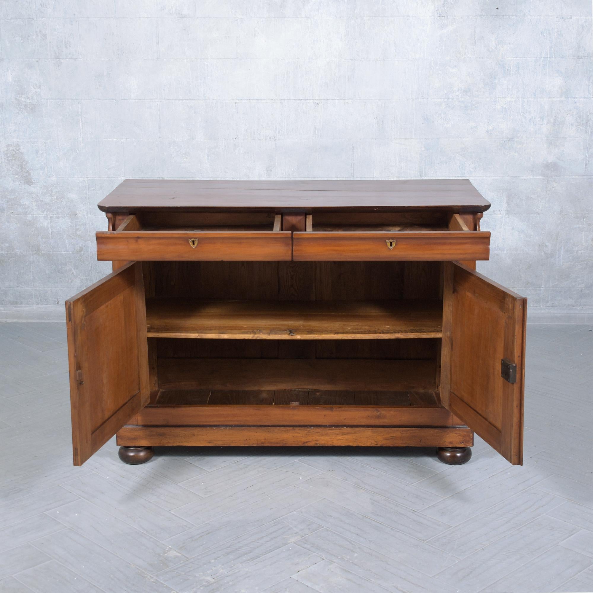 Mid-19th Century 19th-Century French Walnut Server: Antique Elegance Meets Timeless Craftsmanship For Sale