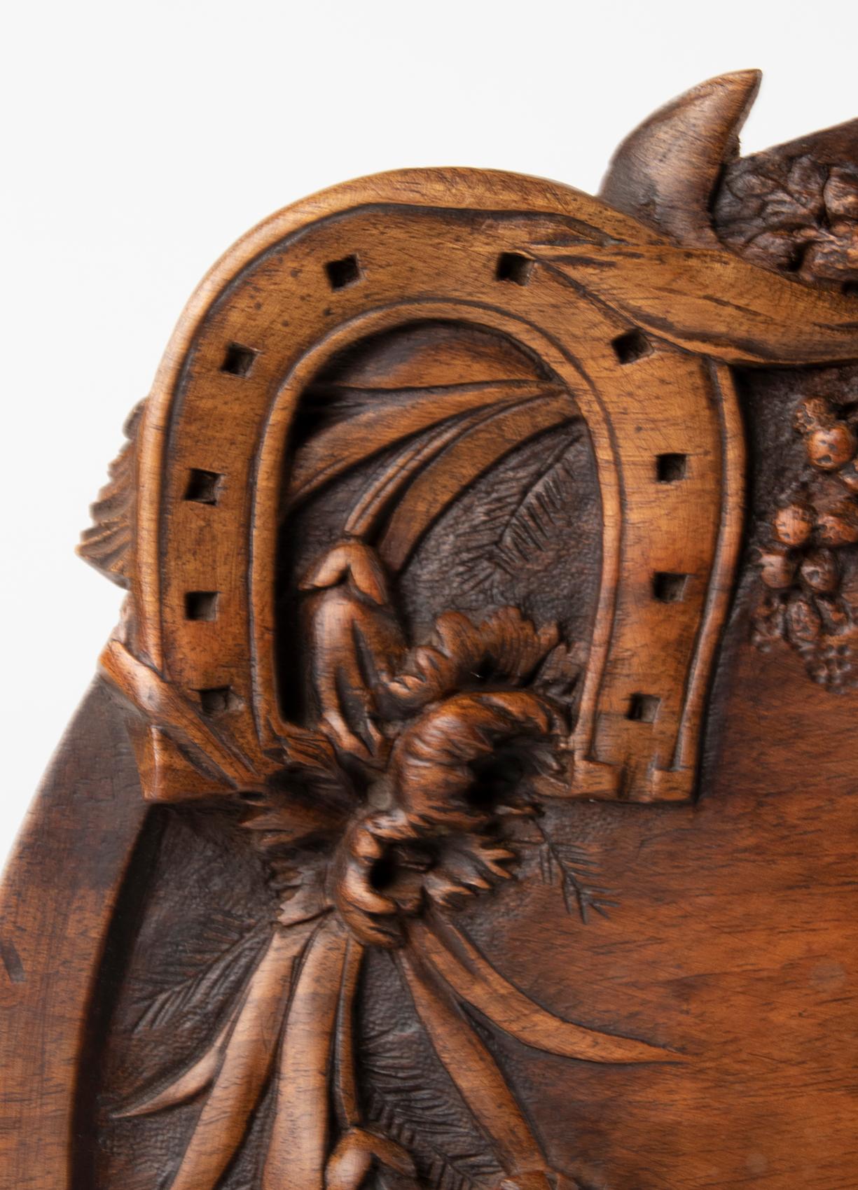 Early 20th Century 19th Century French Walnut Serving Tray with Great Carving For Sale