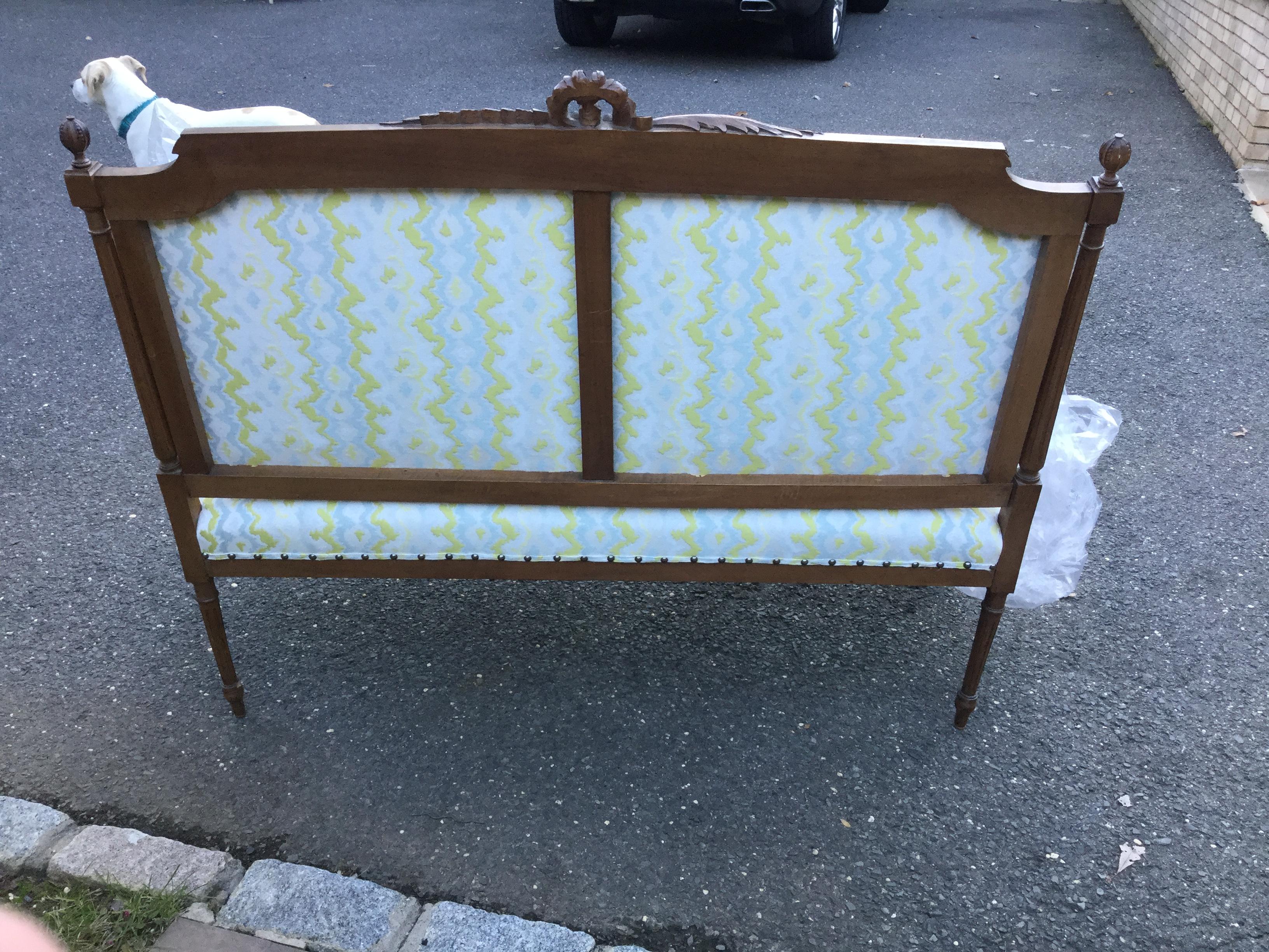 19th Century French Walnut Settee with New Designer Upholstery For Sale 3