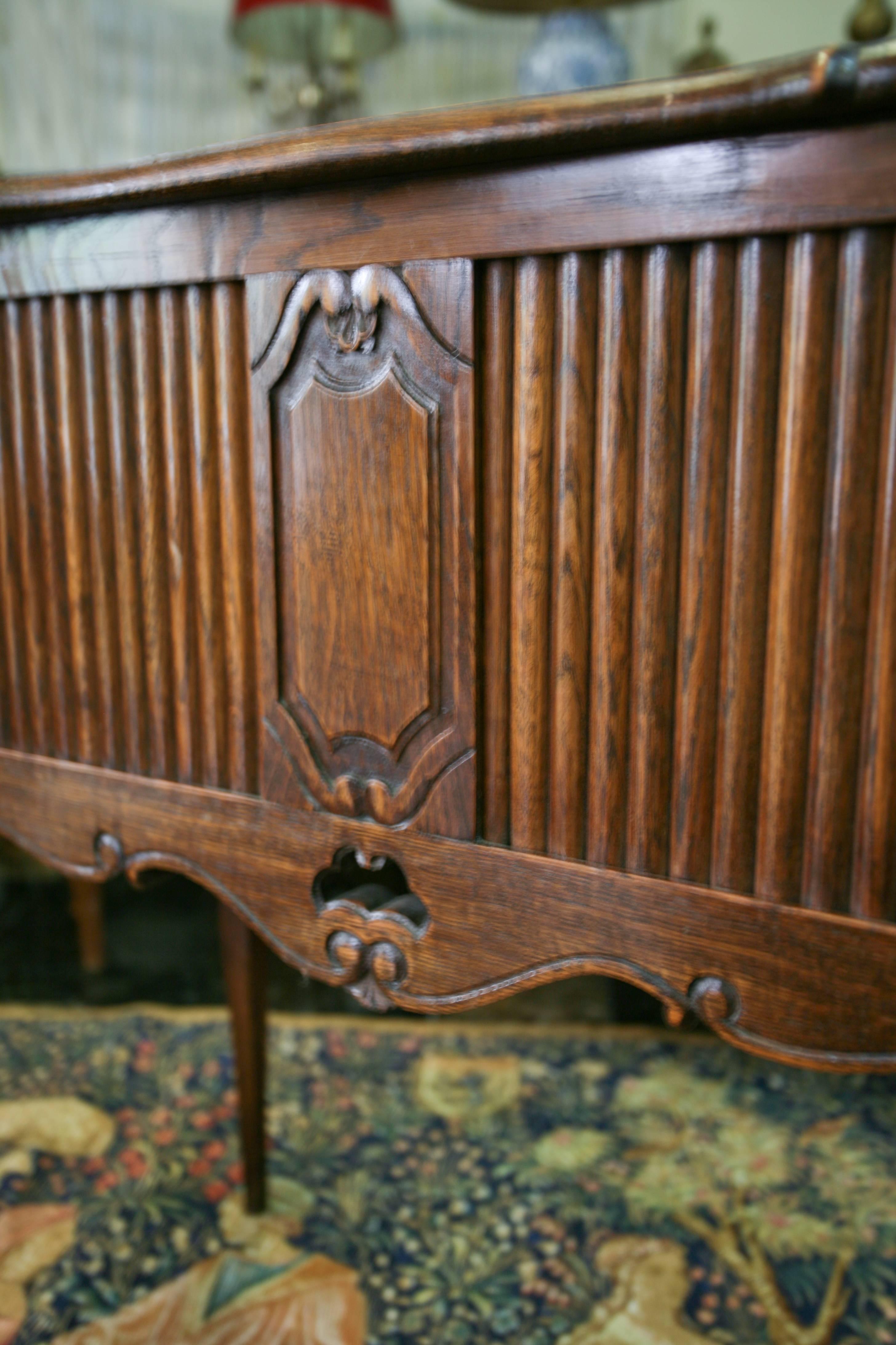 Hand-Carved 19th Century French Walnut Side Cabinet in Louis XVI Style For Sale