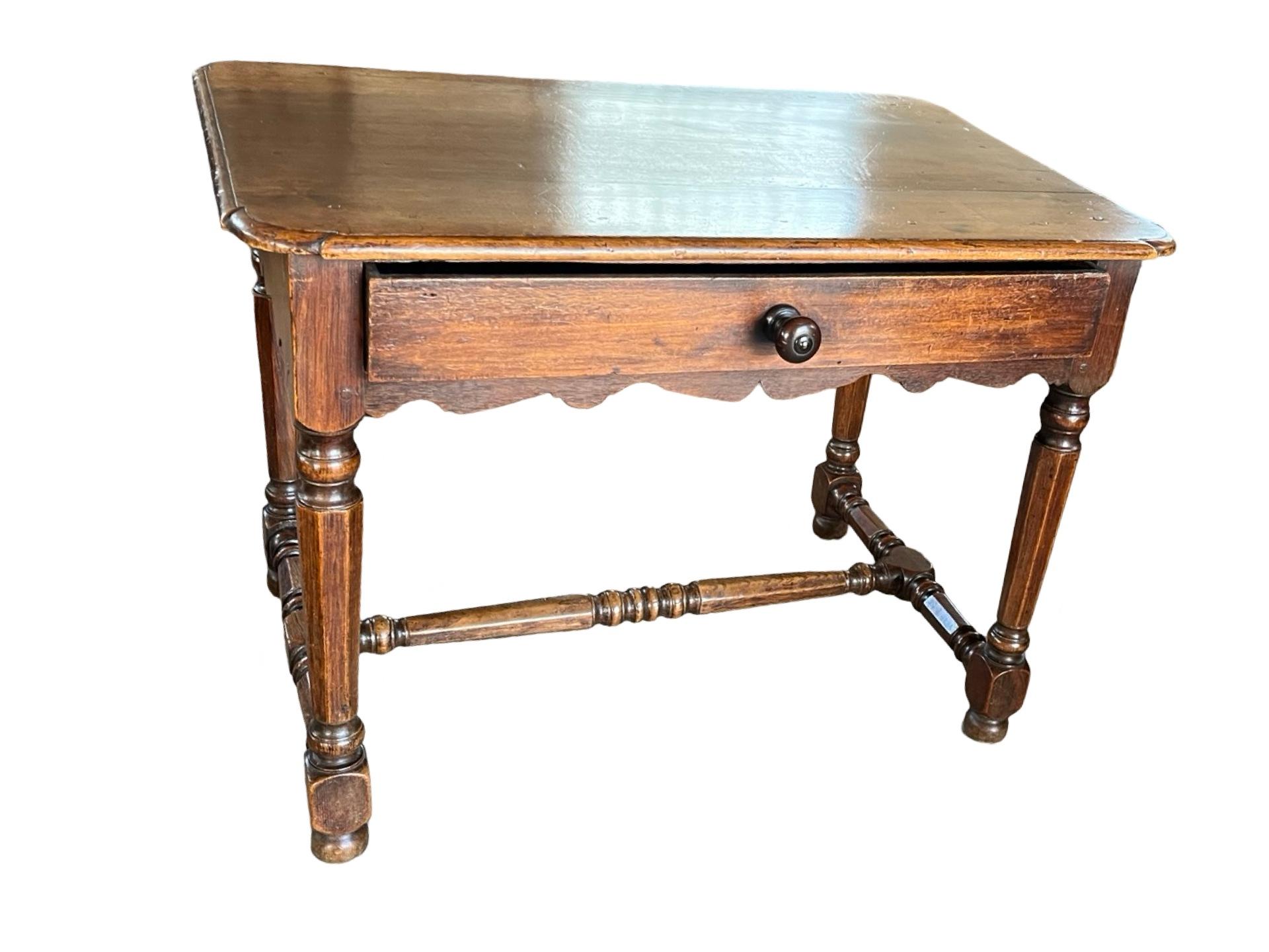 Rustic 19th Century French Walnut Side Table For Sale