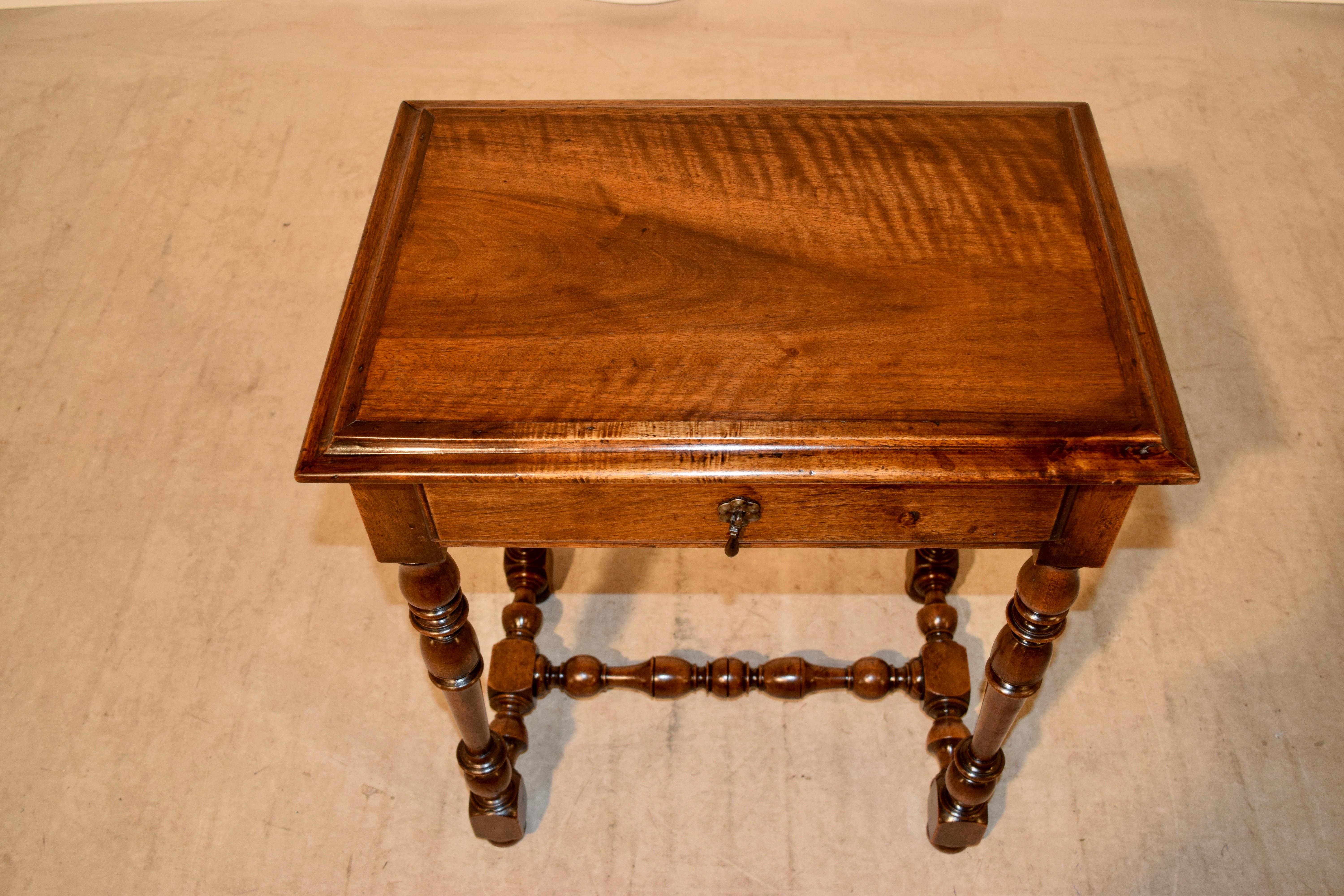 Turned 19th Century French Walnut Side Table