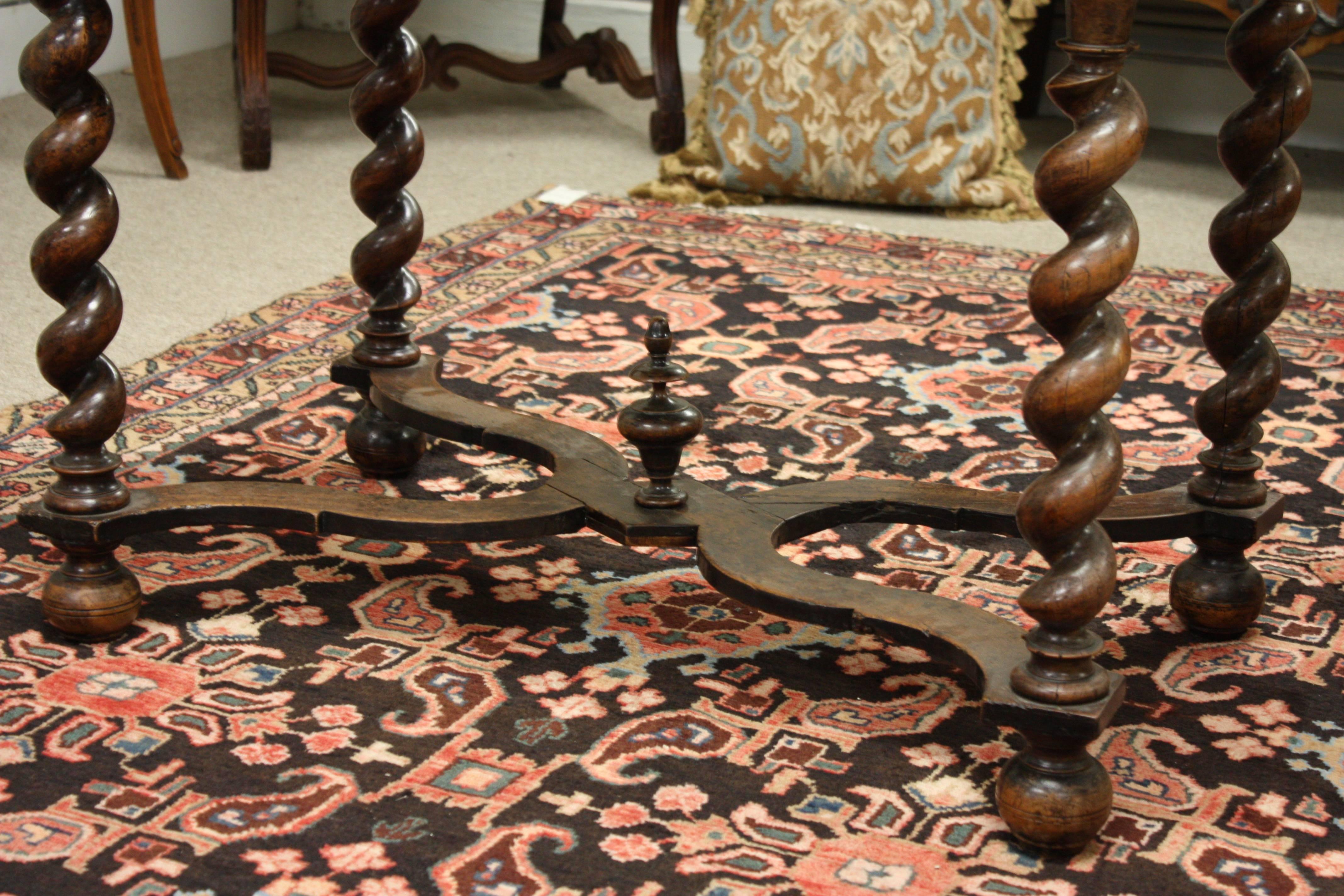 A French 19th century period Louis XIII walnut side table with single drawer and barley-twist base.