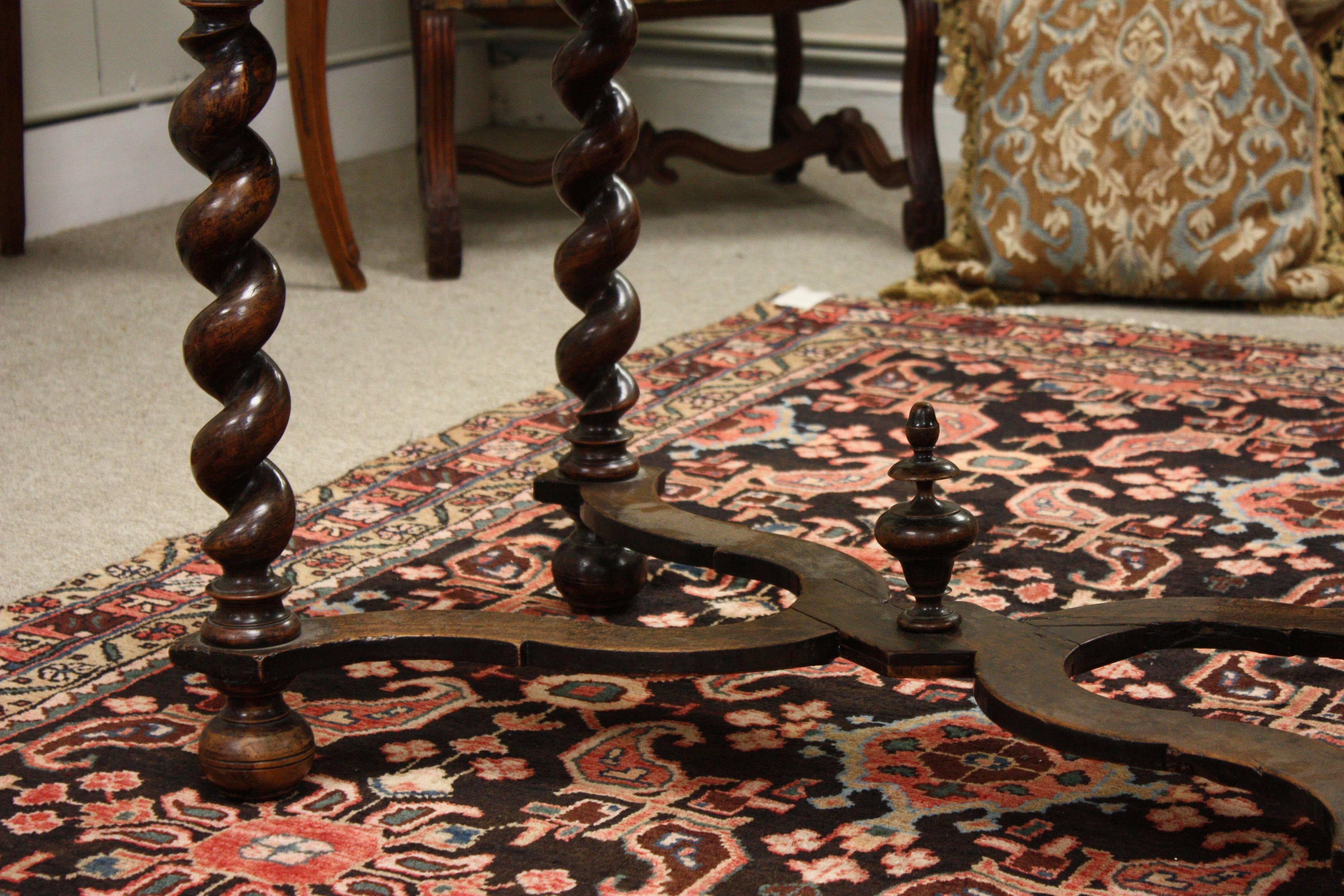 19th Century French Walnut Side Table with Single Drawer and Barley-Twist Base In Good Condition In Fairhope, AL