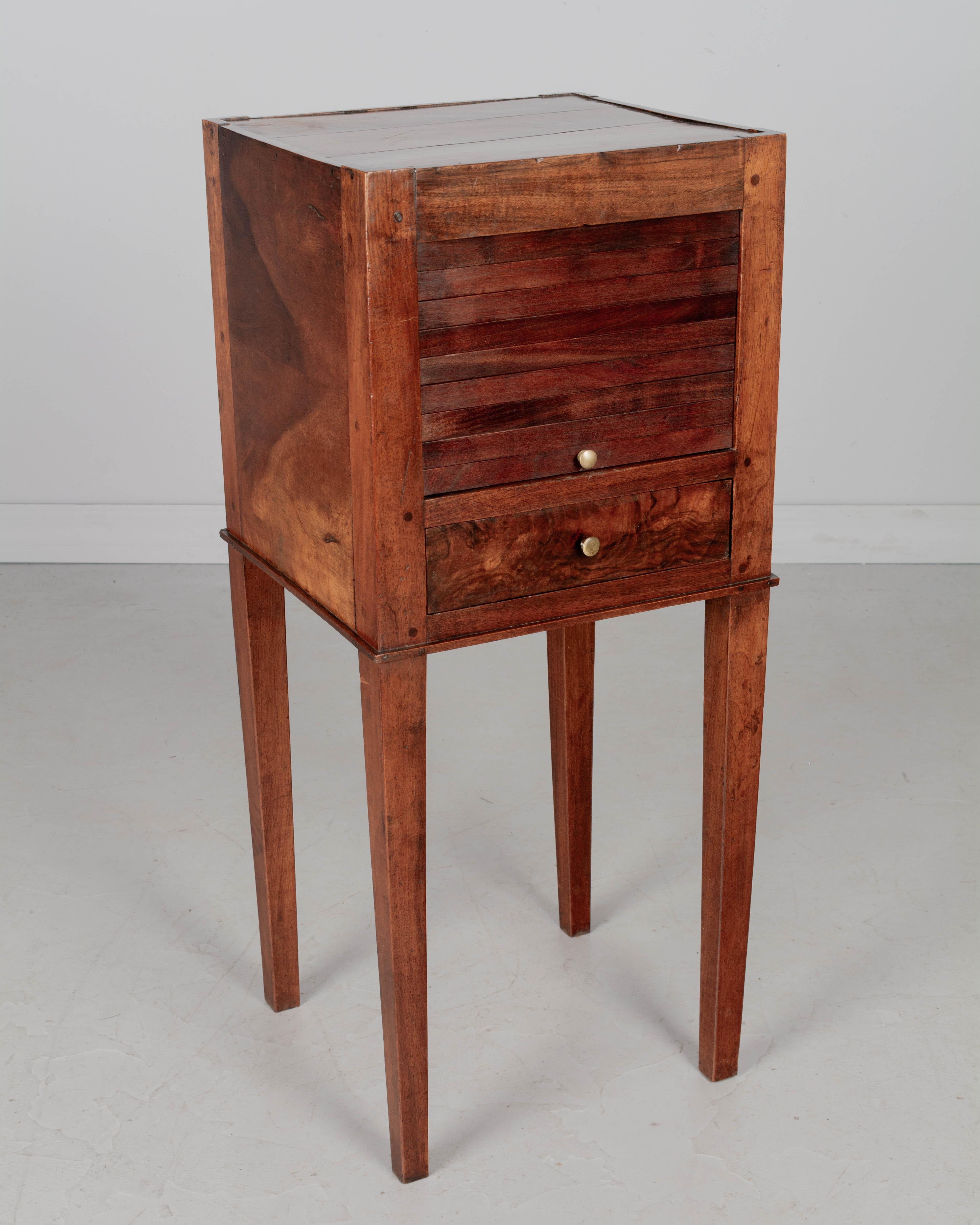 19th Century French Walnut Side Table with Tambour Door For Sale 5