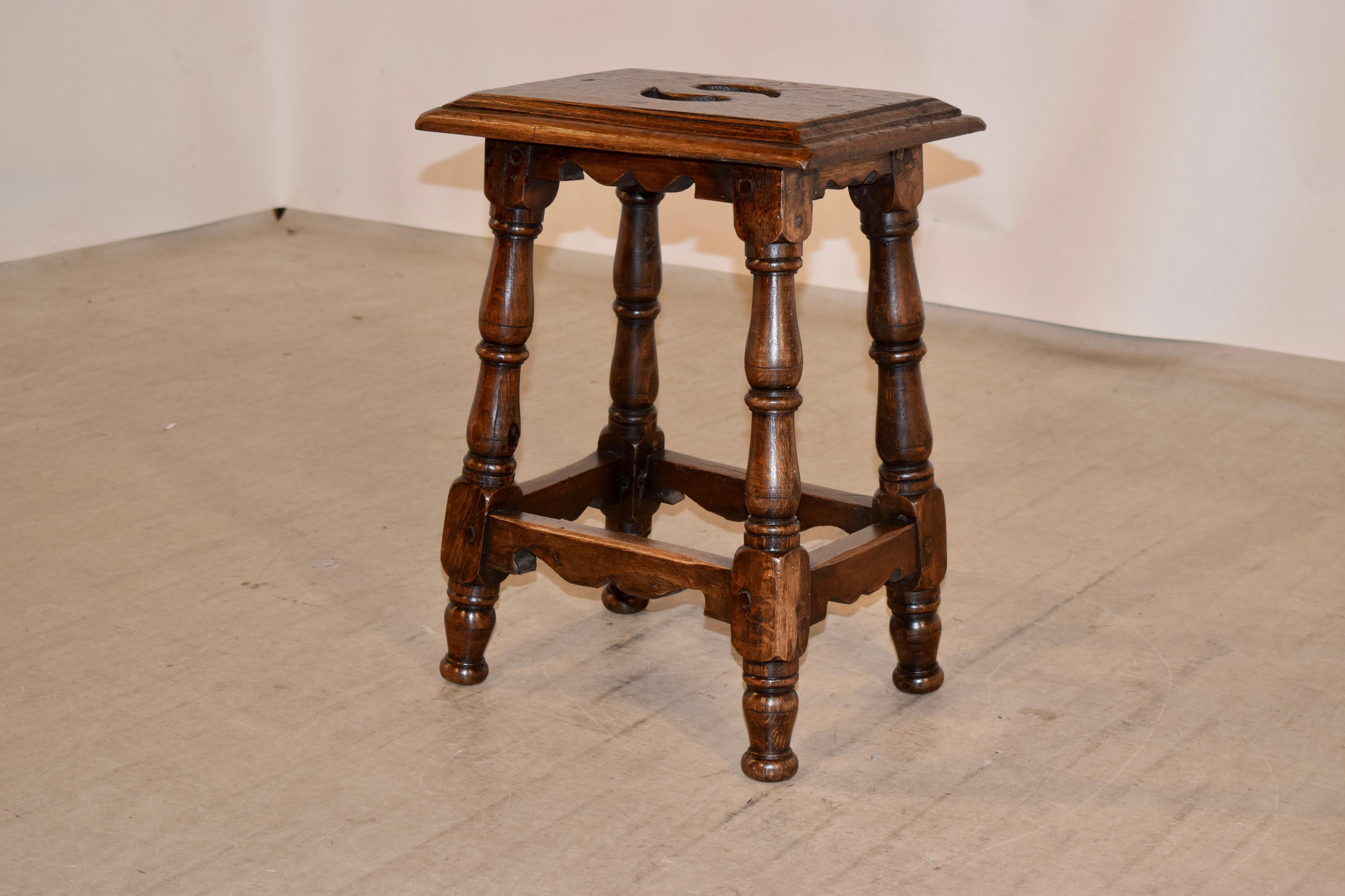 Country 19th Century French Walnut Stool For Sale