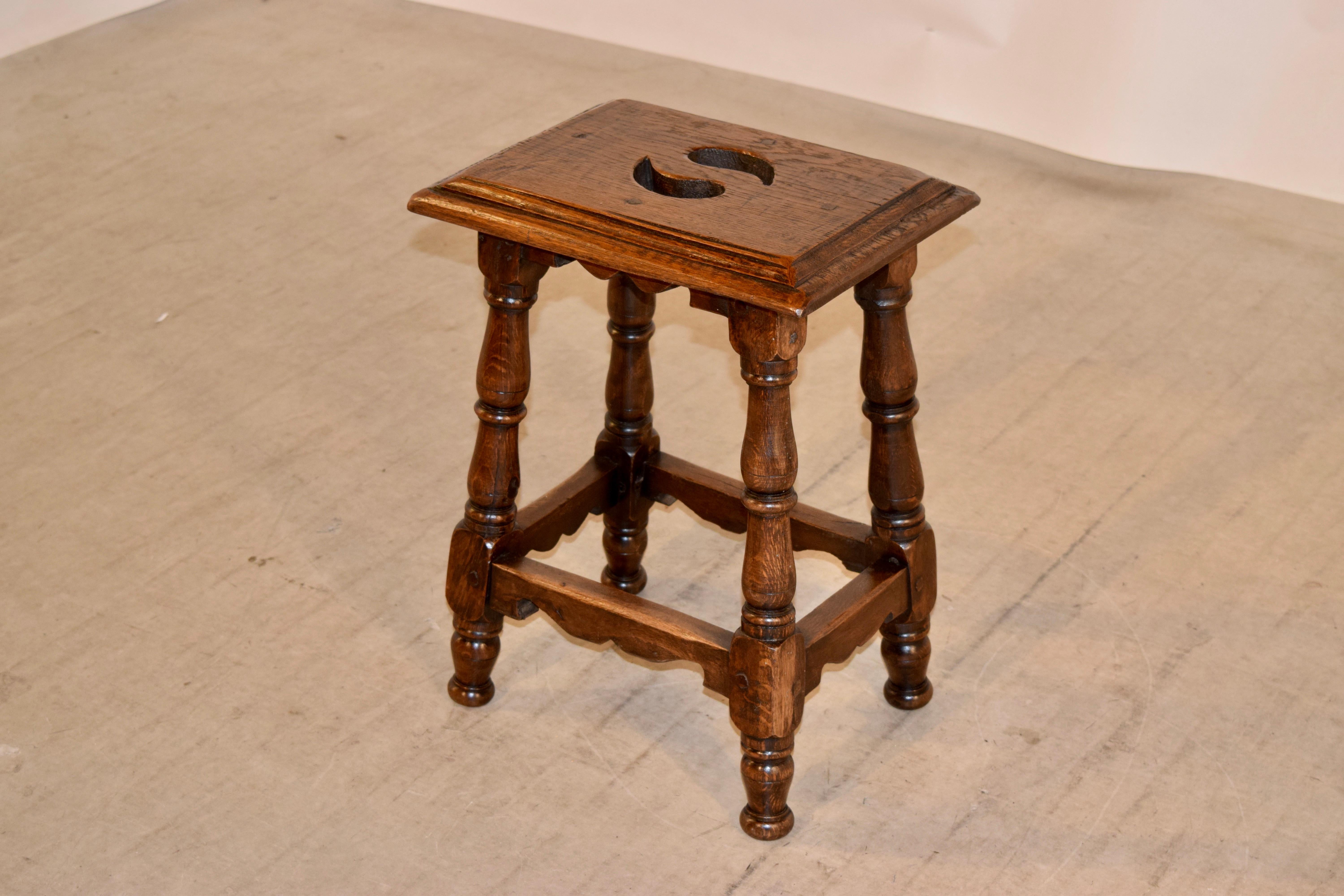 Turned 19th Century French Walnut Stool For Sale
