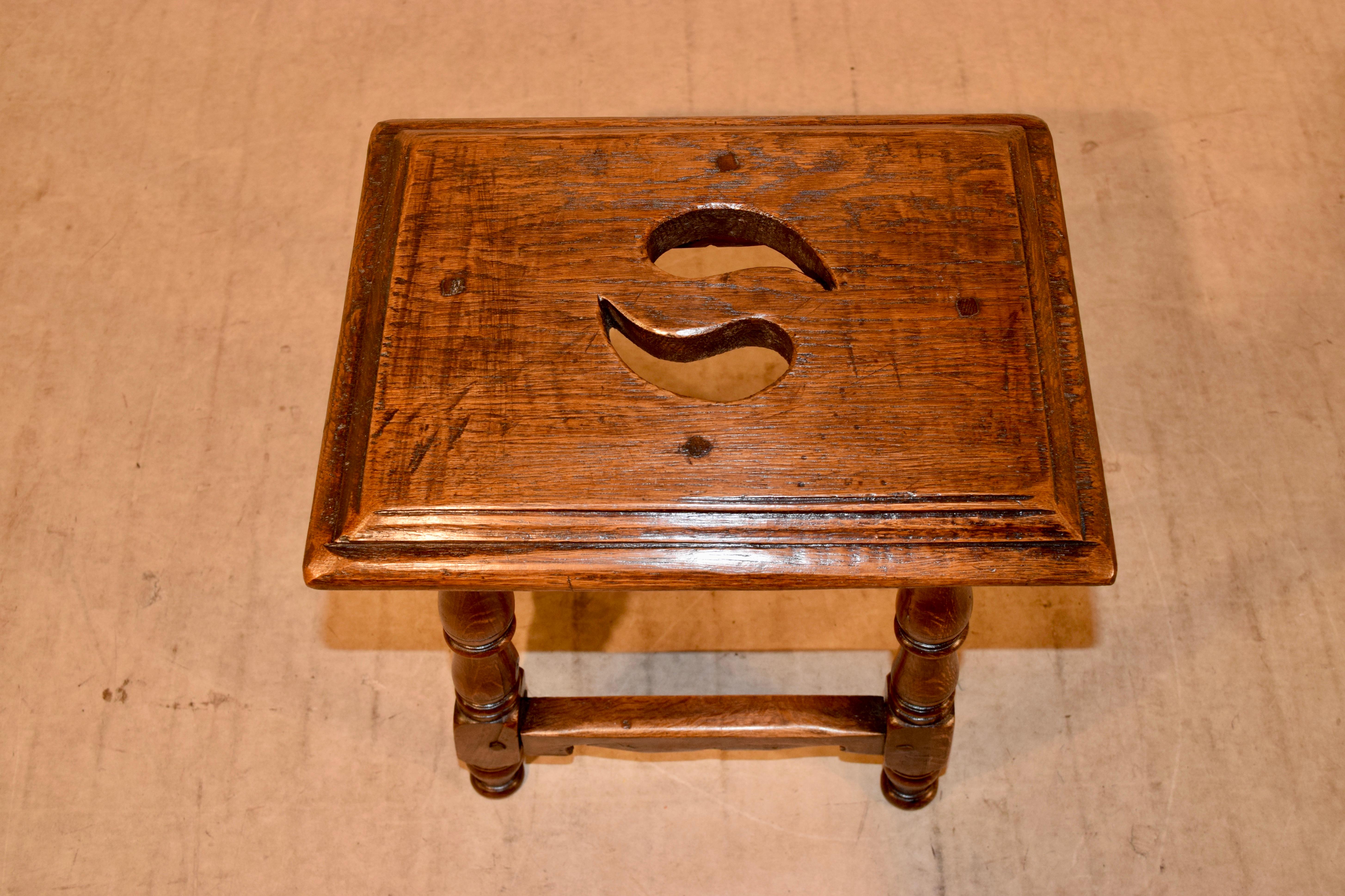 19th Century French Walnut Stool For Sale 1