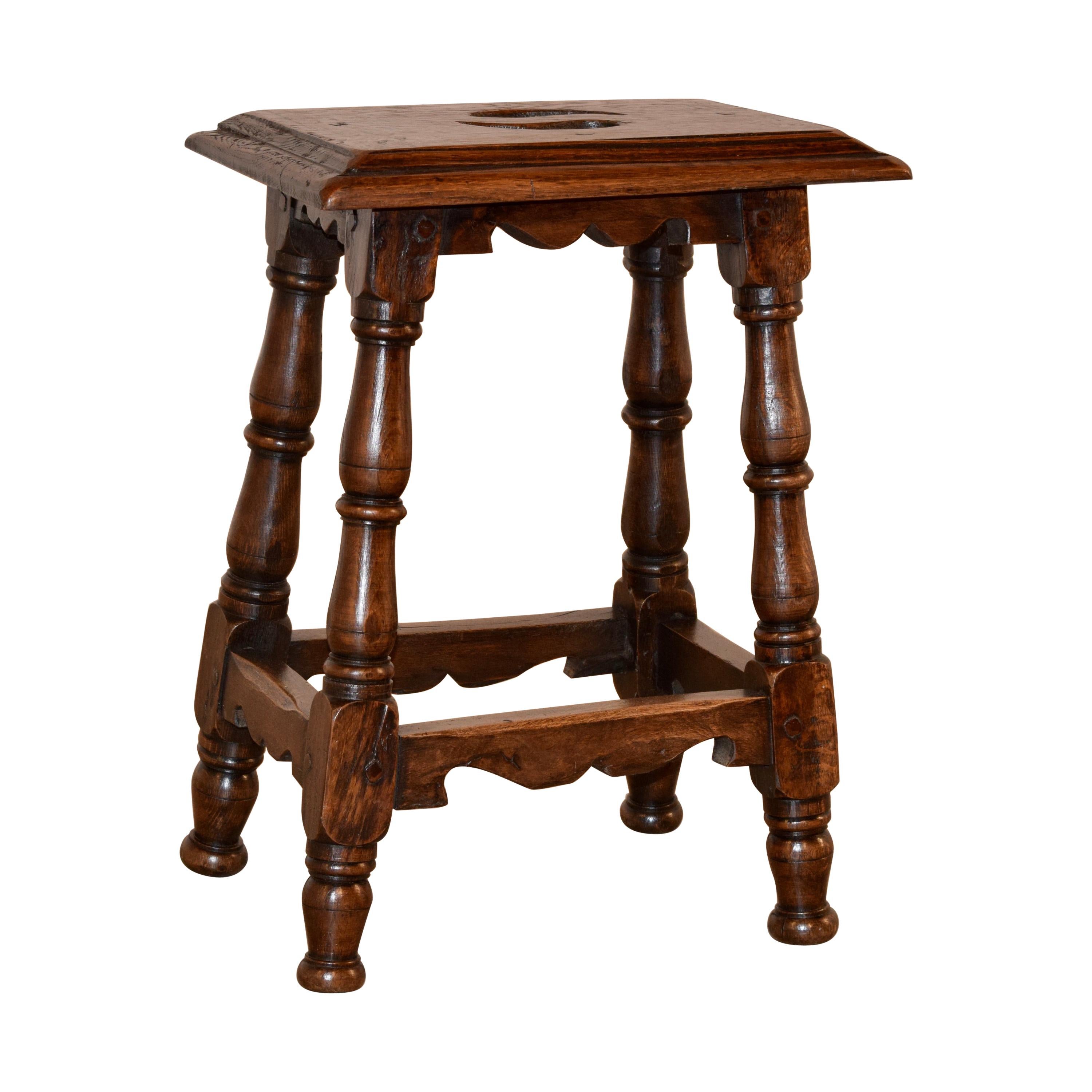 19th Century French Walnut Stool For Sale