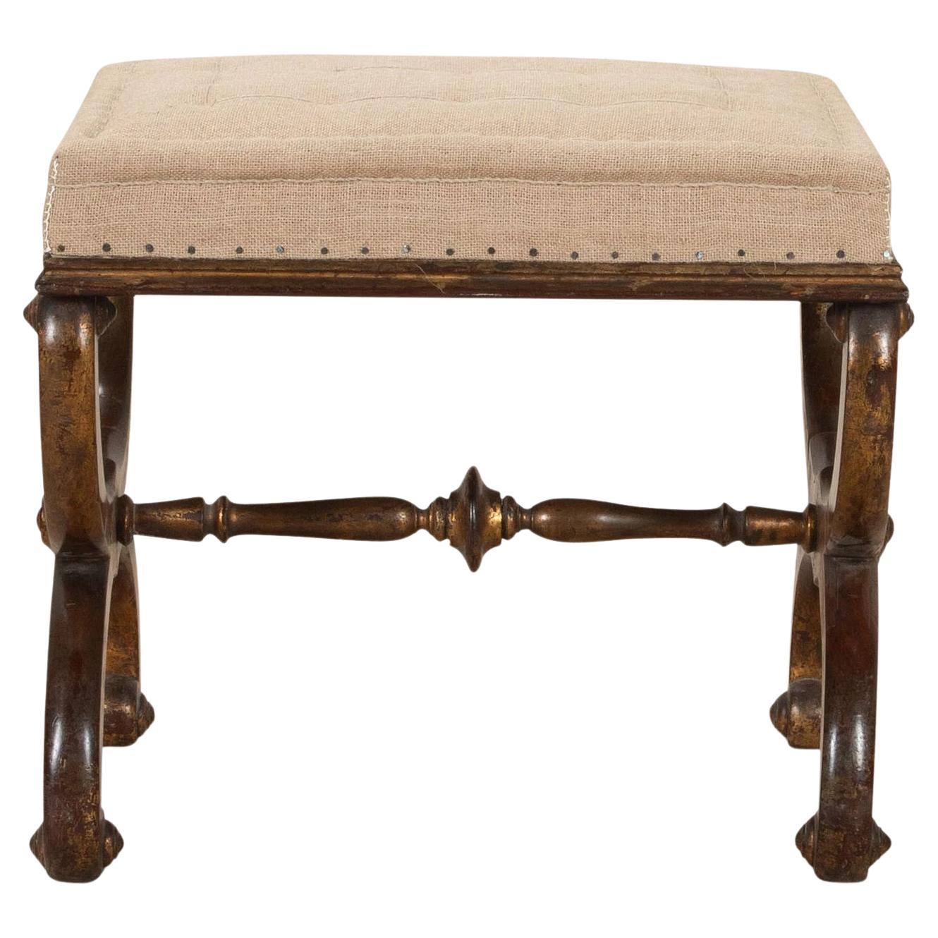 19th Century French Walnut Stool For Sale