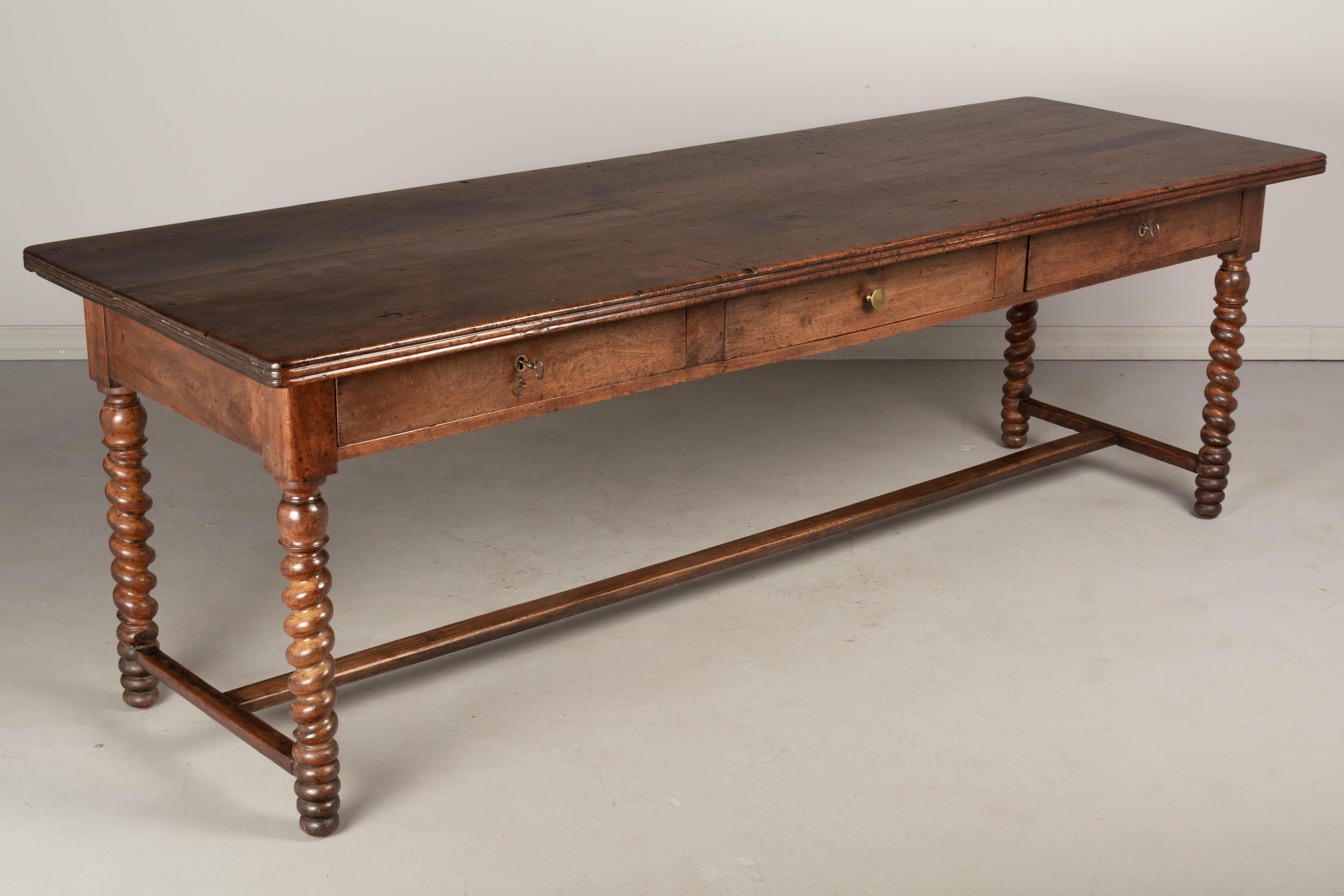 Louis Philippe 19th Century French Walnut Table de Drapier or Center Table