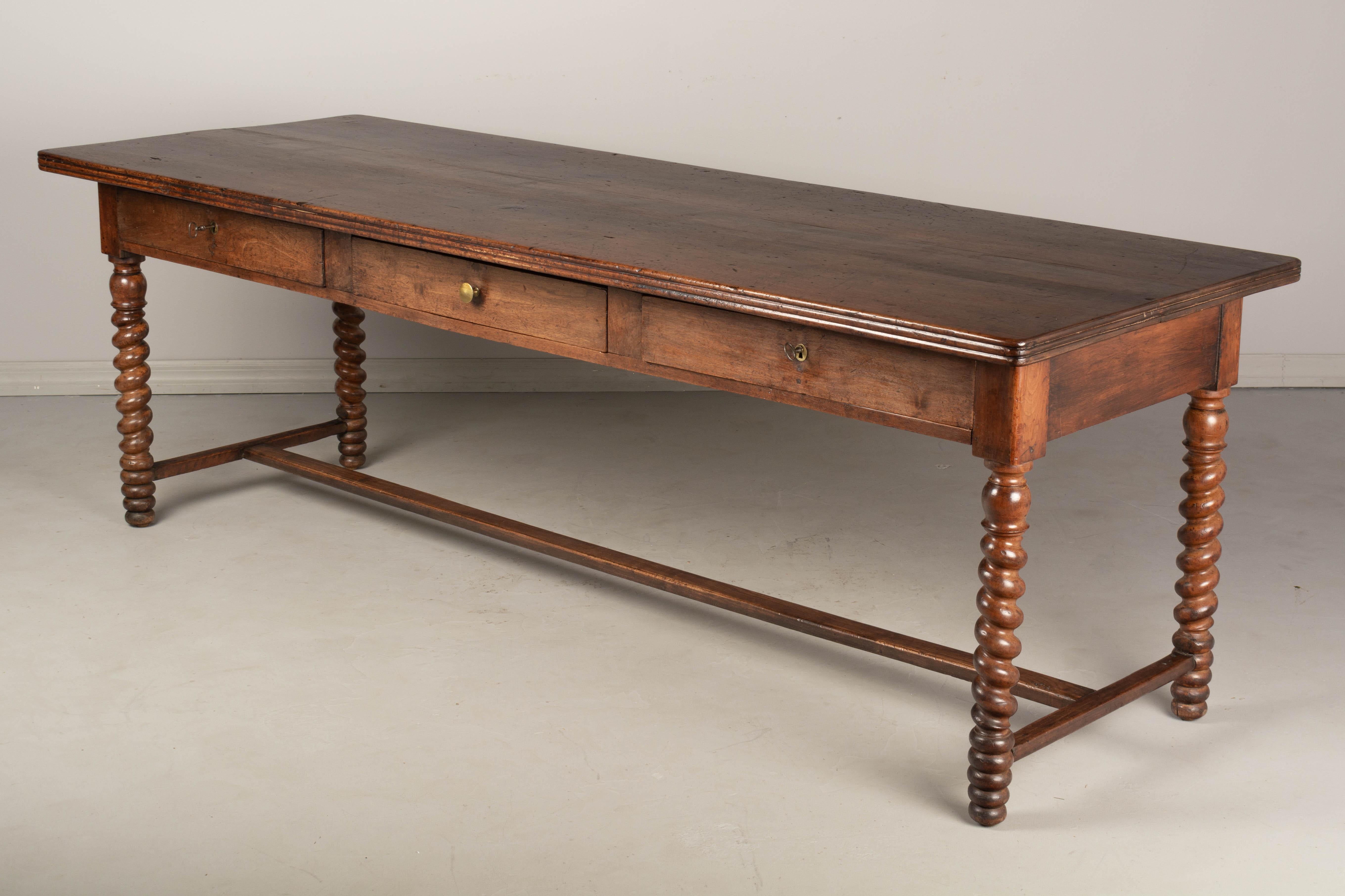 Hand-Crafted 19th Century French Walnut Table de Drapier or Center Table