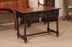 19th Century French Walnut Table with Barley Twist Legs /Stretcher