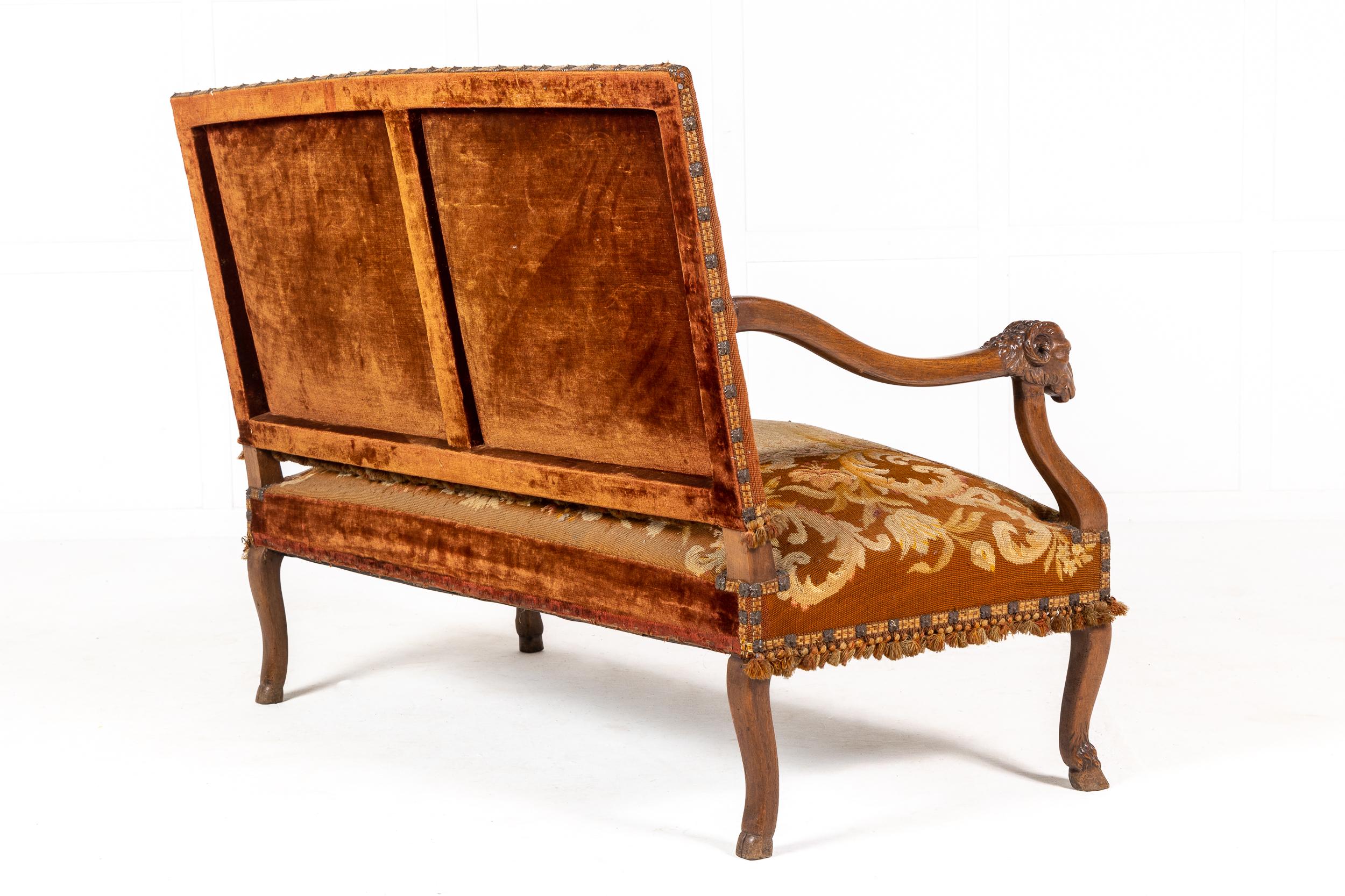 19th Century French Walnut Tapestry Sofa 7