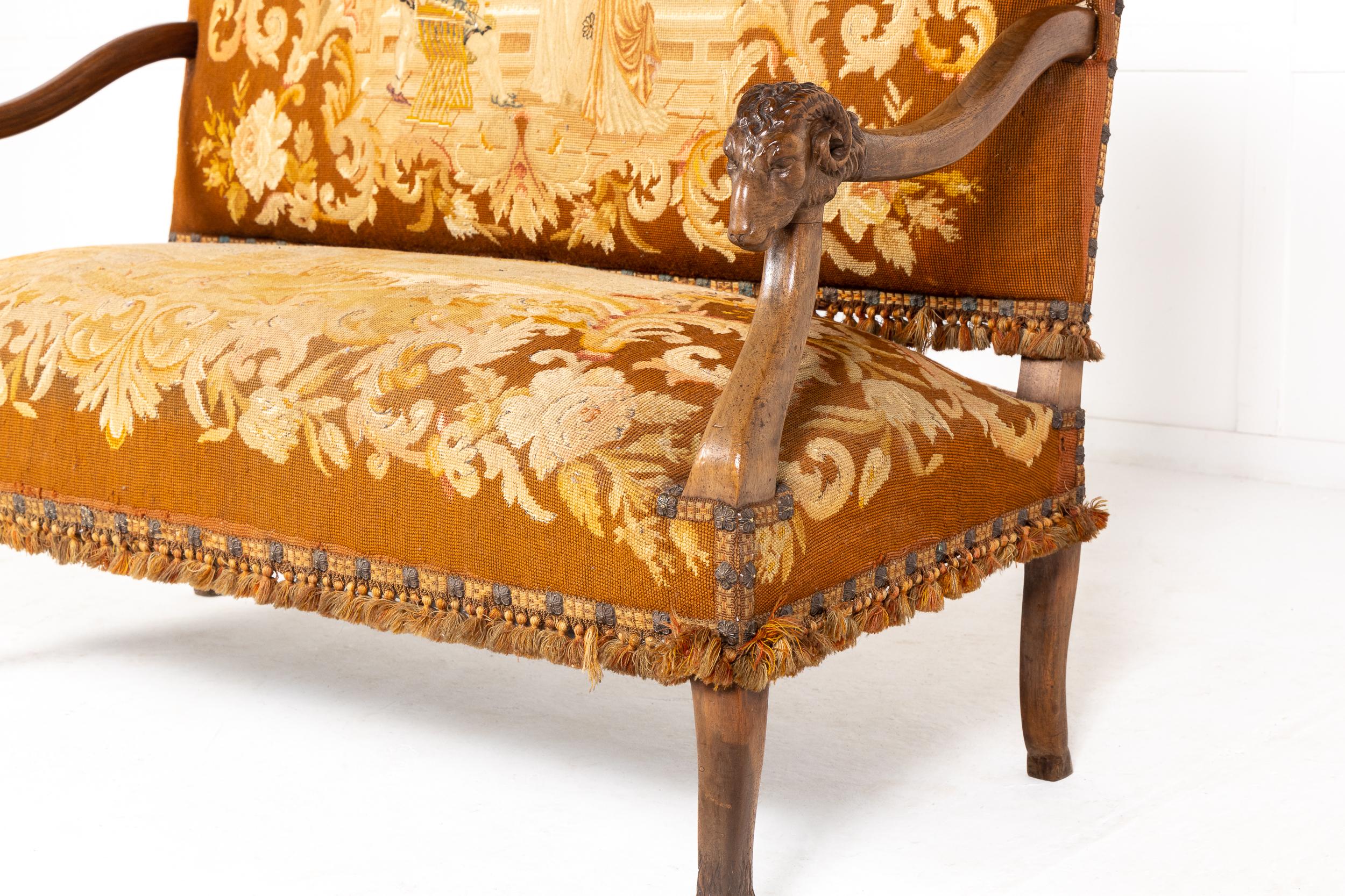 19th Century French Walnut Tapestry Sofa In Good Condition In Gloucestershire, GB