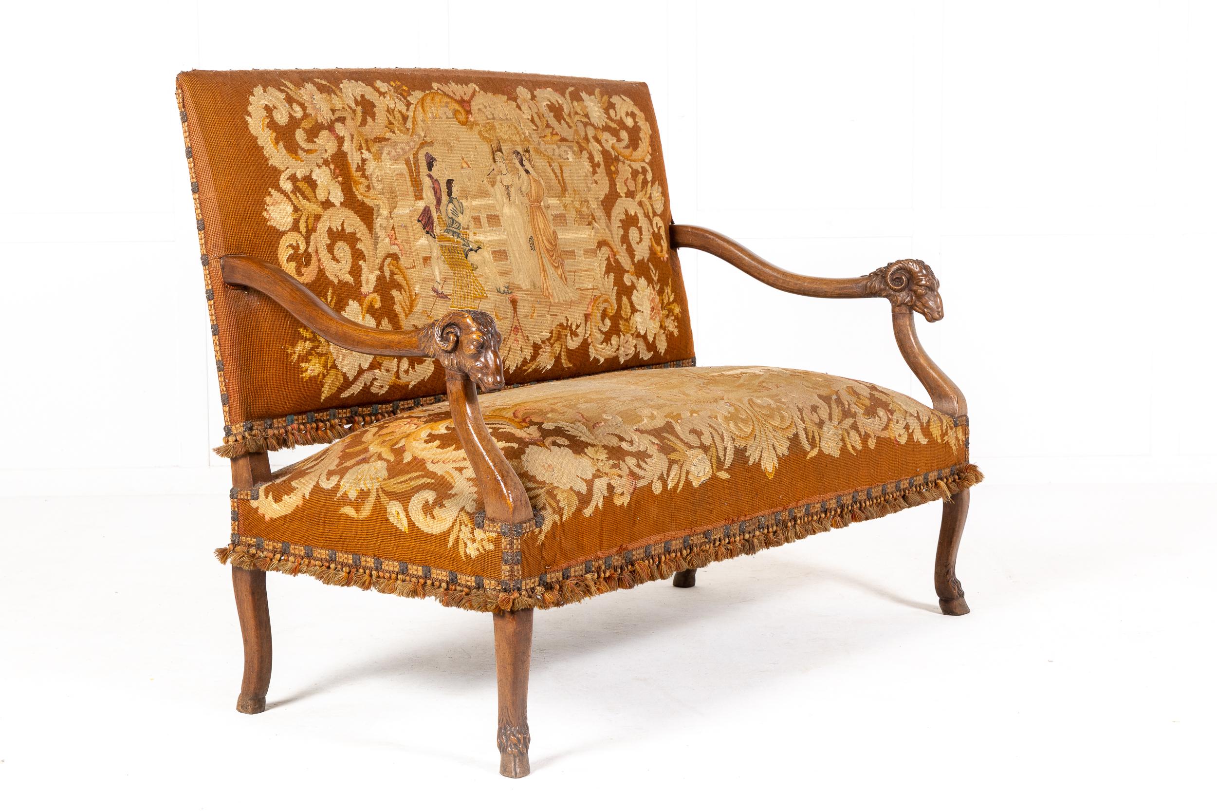 19th Century French Walnut Tapestry Sofa 5