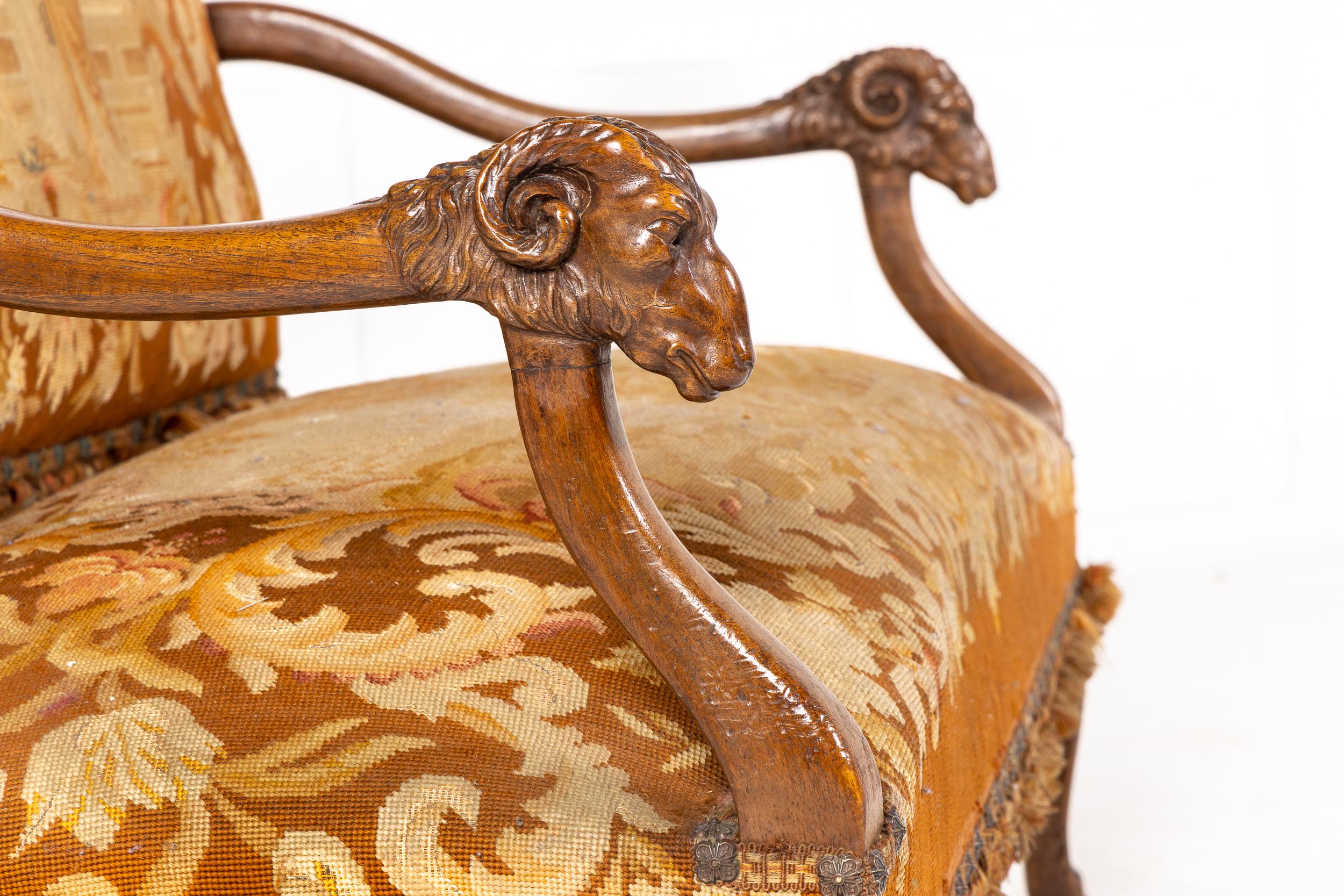 19th Century French Walnut Tapestry Sofa 6