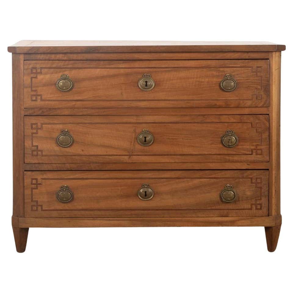 Italian 19th Century Walnut and Mahogany Three-Drawer Commode with ...