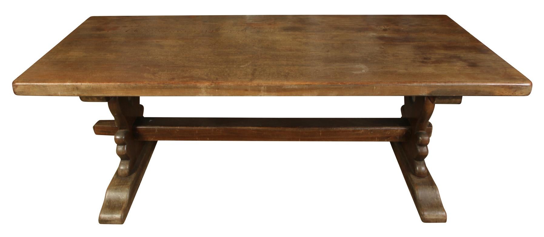 French Provincial 19th Century French Walnut Trestle Table