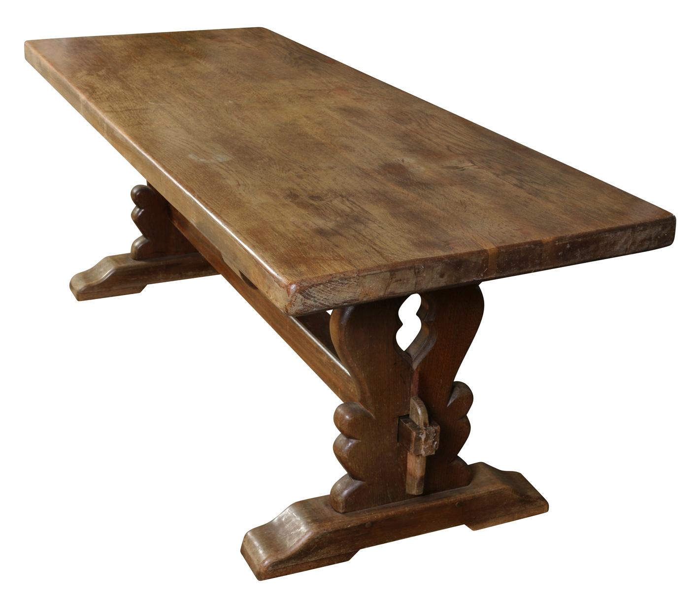 19th Century French Walnut Trestle Table