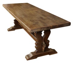19th Century French Walnut Trestle Table