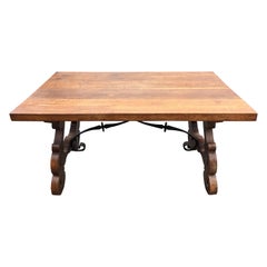Antique 19th Century French Walnut Trestle Table 'Perfect Desk Dimensions'