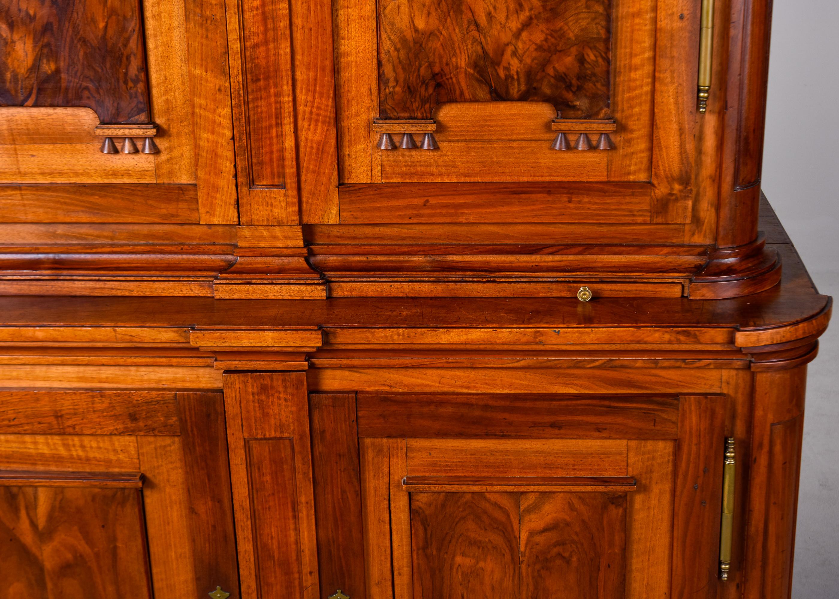19th Century French Walnut Two Piece Cupboard In Good Condition For Sale In Troy, MI