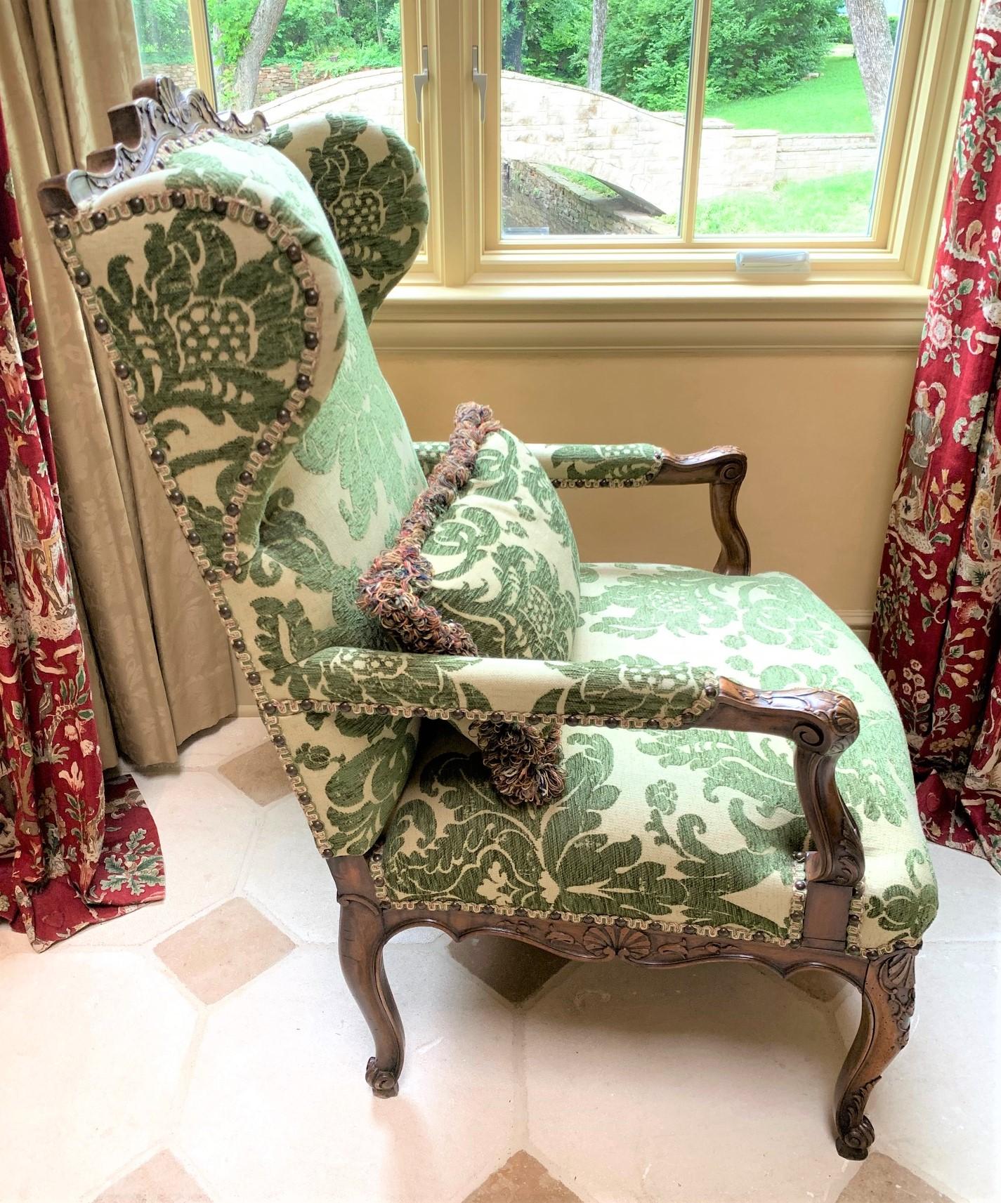 19th Century French Walnut & Upholstered Armchair In Good Condition In Dallas, TX