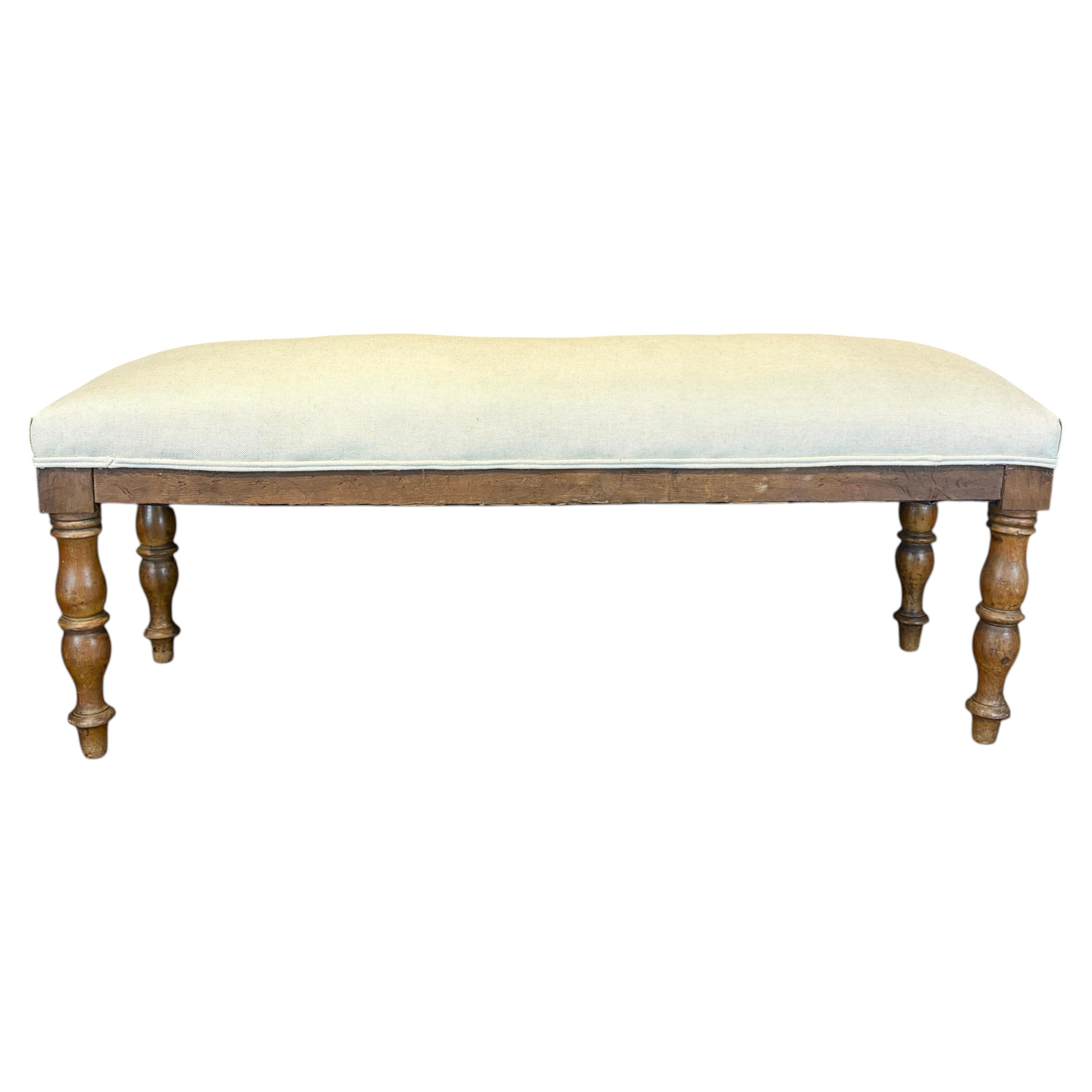 19th Century French Walnut Upholstered Bench