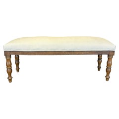 19th Century French Walnut Upholstered Bench