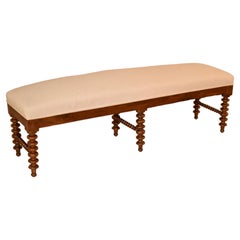 19th Century French Walnut Upholstered Bench