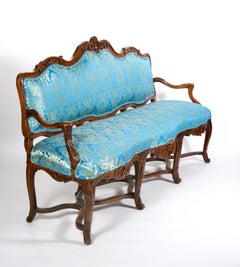19th Century French Walnut Upholstered Three Seat Settee