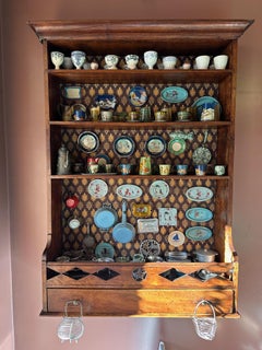 19th century French Walnut Wall Shelf with its Collection, 1870s