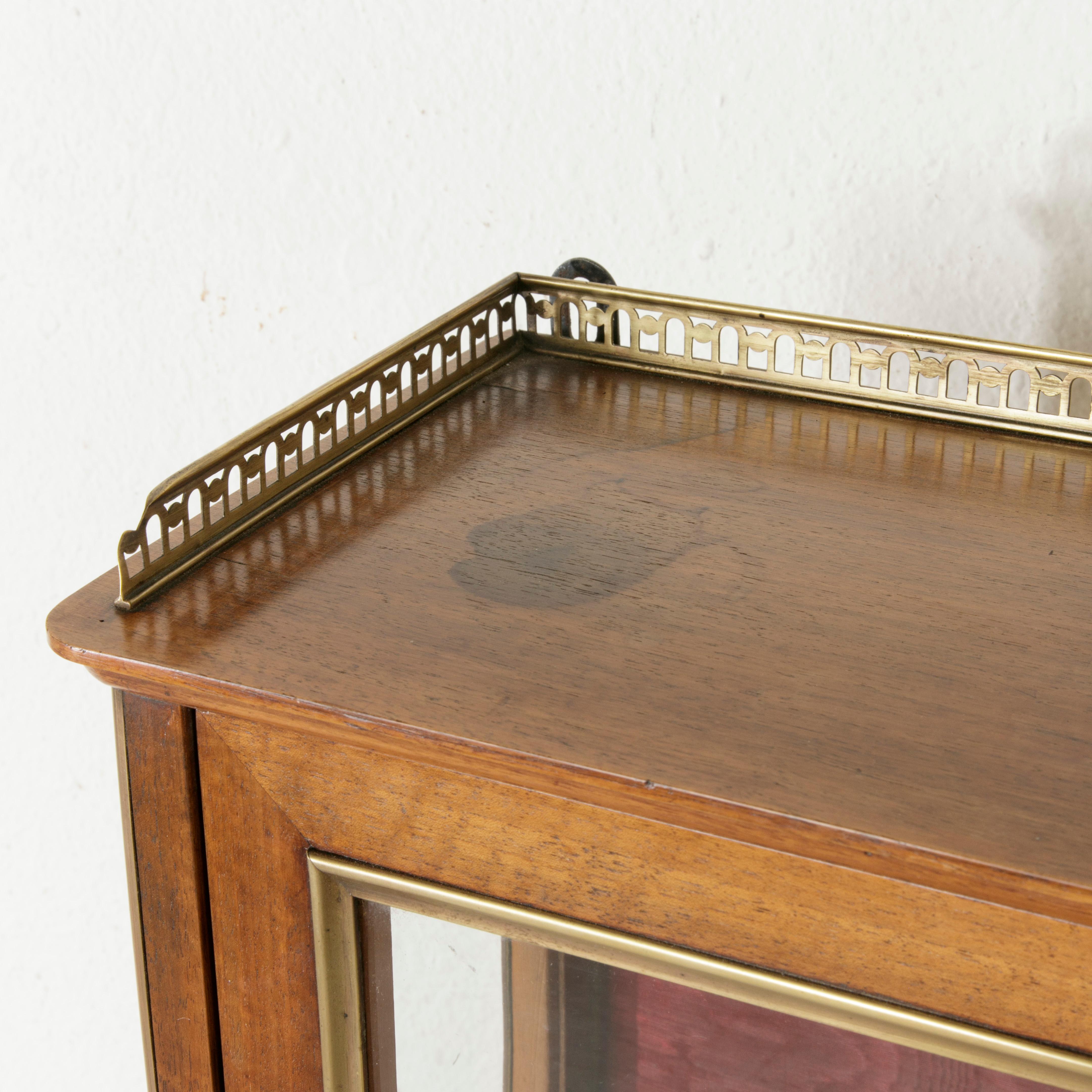 19th Century French Walnut Wall Vitrine or Display Cabinet with Original Glass 3