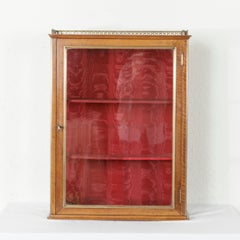 19th Century French Walnut Wall Vitrine or Display Cabinet with Original Glass