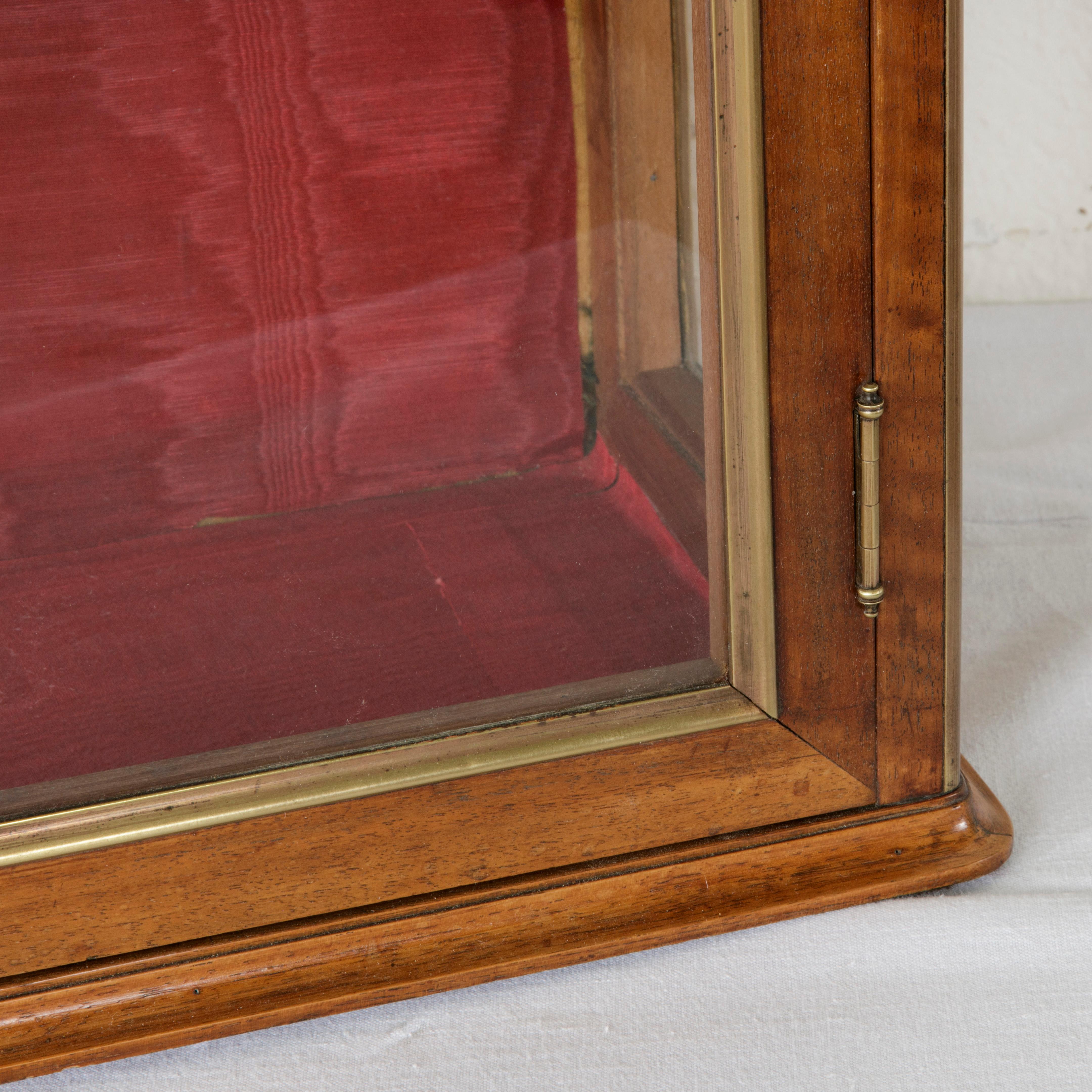 19th Century French Walnut Wall Vitrine or Display Cabinet with Original Glass 2