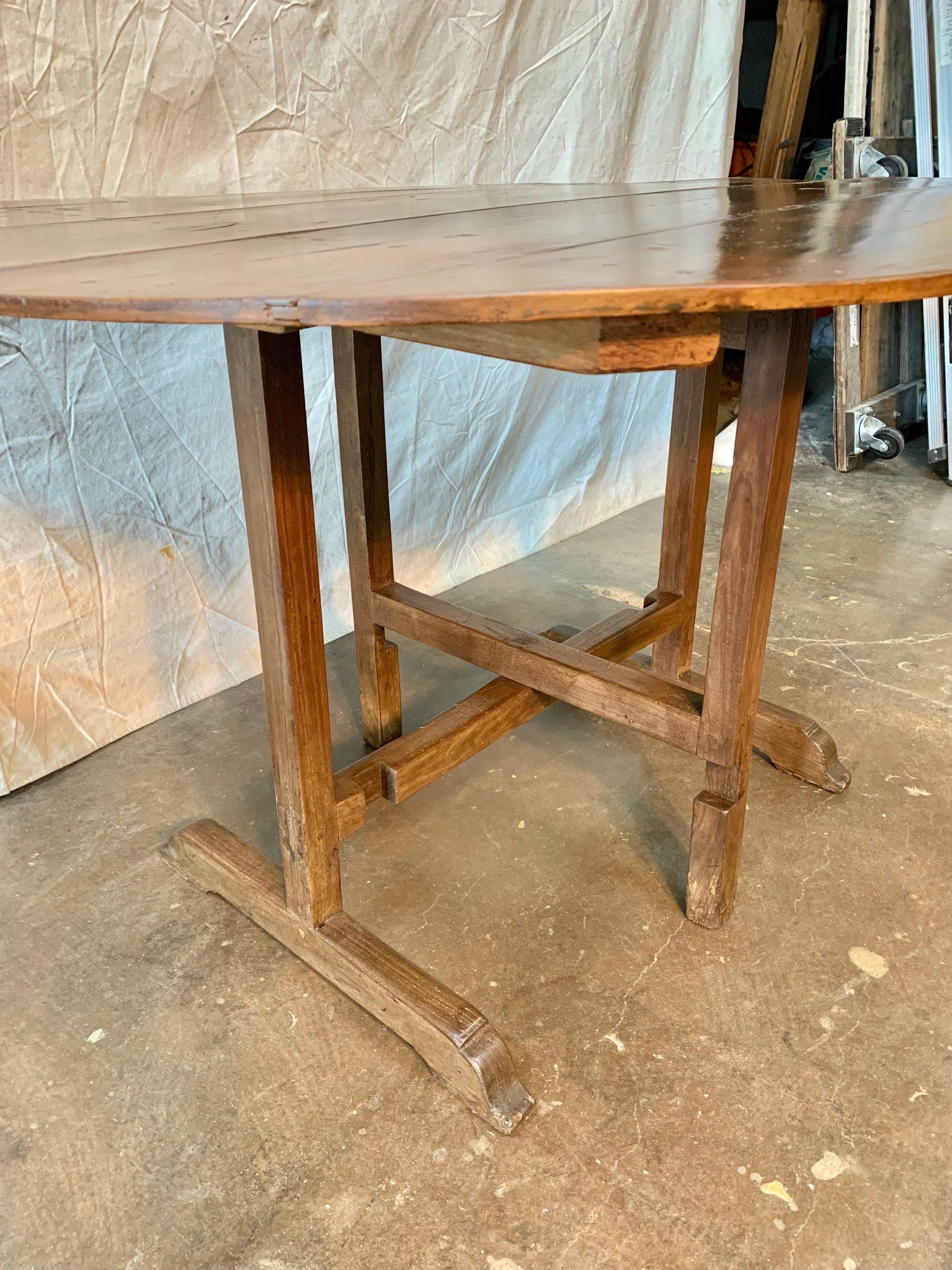 19th Century 19th century French Walnut Wine Tasting Table For Sale