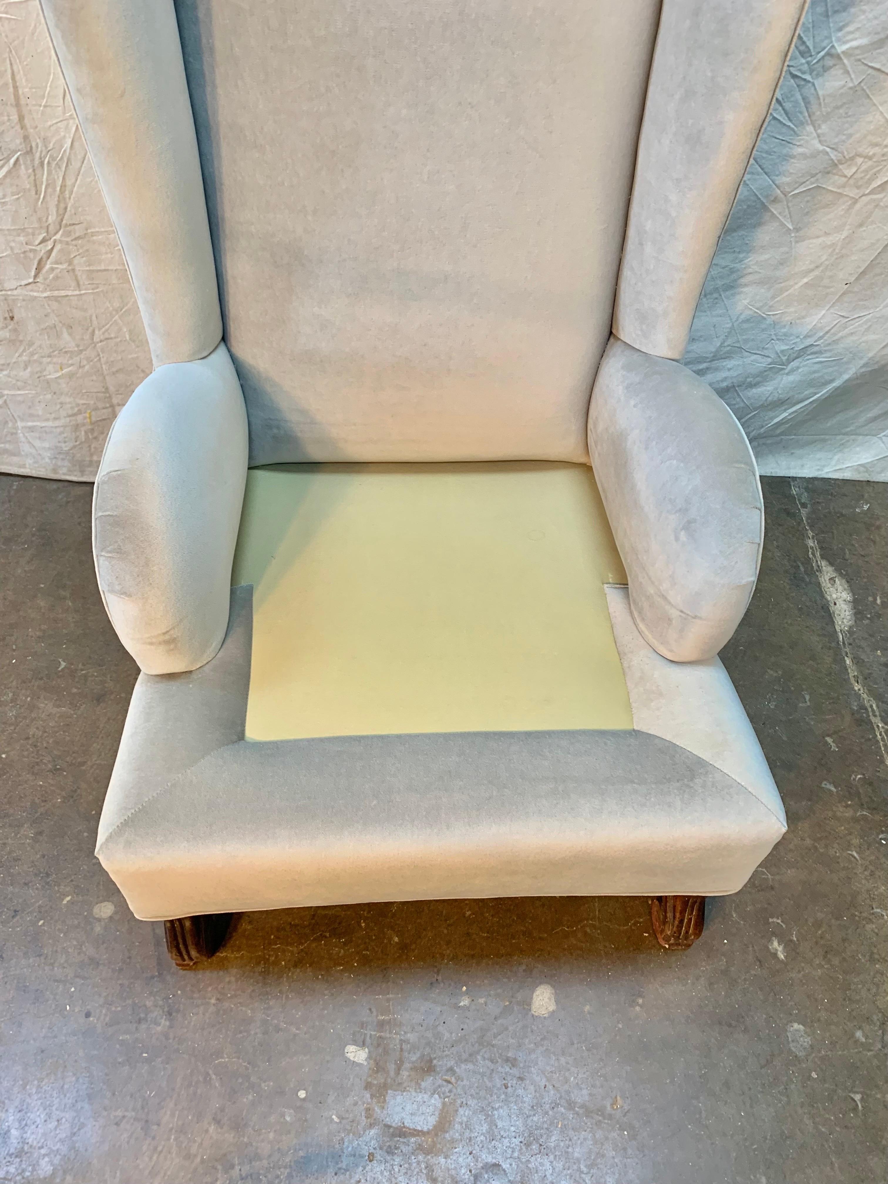 19th Century French Walnut Wingback Chair With Os De Mouton Base, New Upholstery For Sale 6
