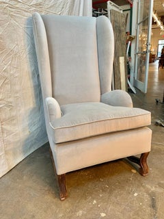 19th Century French Walnut Wingback Chair With Os De Mouton Base, New Upholstery
