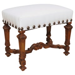 19th Century French Walnut Wood Louis XIV Style Tabouret