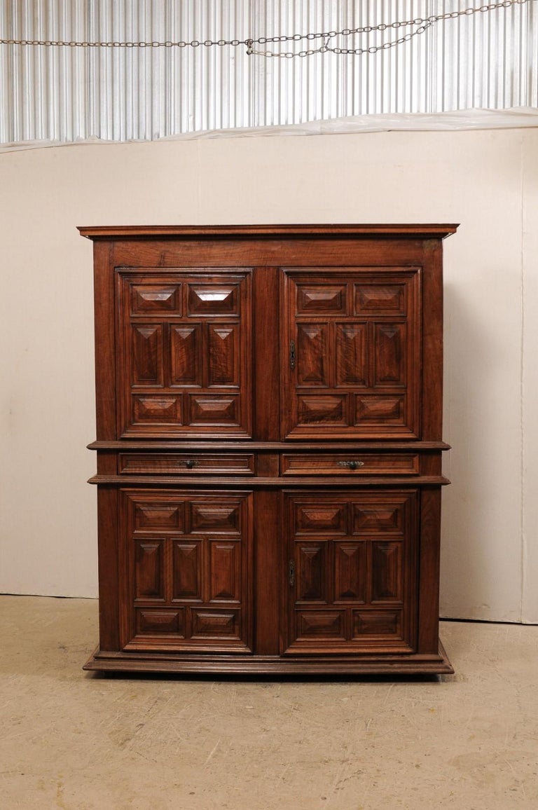 19th Century French Walnut Wood Raised Panel Tall Cabinet For Sale