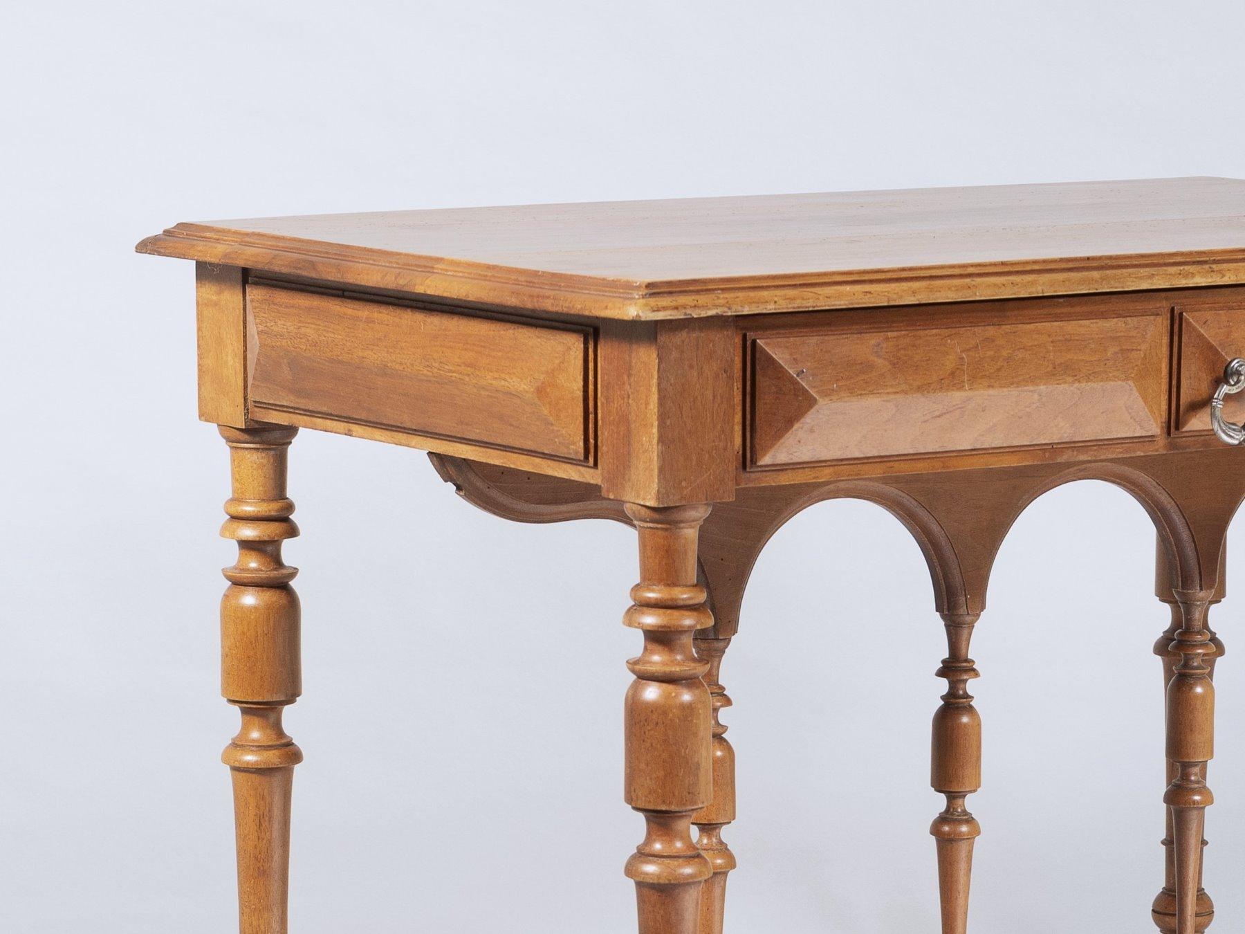 19th Century French Walnut Writing Desk Side Table For Sale 2