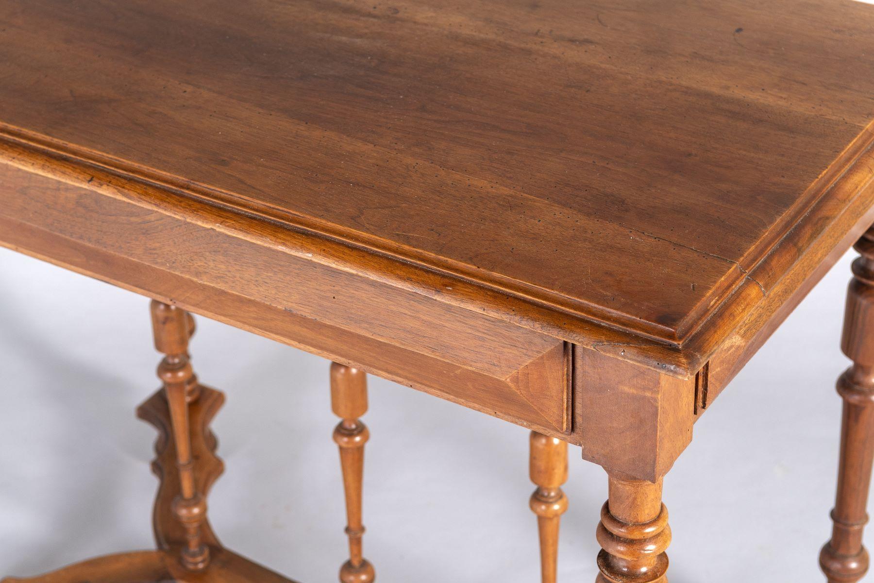 19th Century French Walnut Writing Desk Side Table For Sale 3