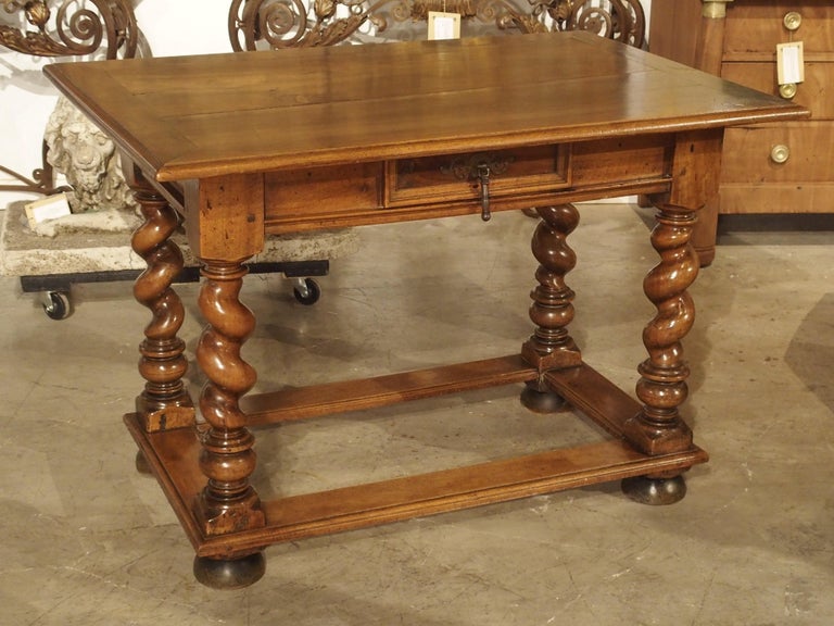 19th Century French Walnut Writing Table in the Louis XIII Style For Sale 6
