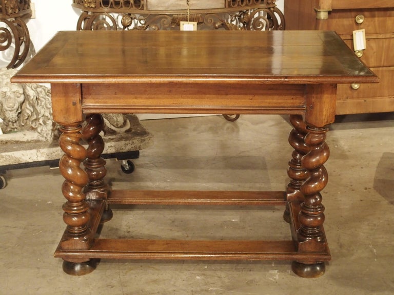 19th Century French Walnut Writing Table in the Louis XIII Style For Sale 9