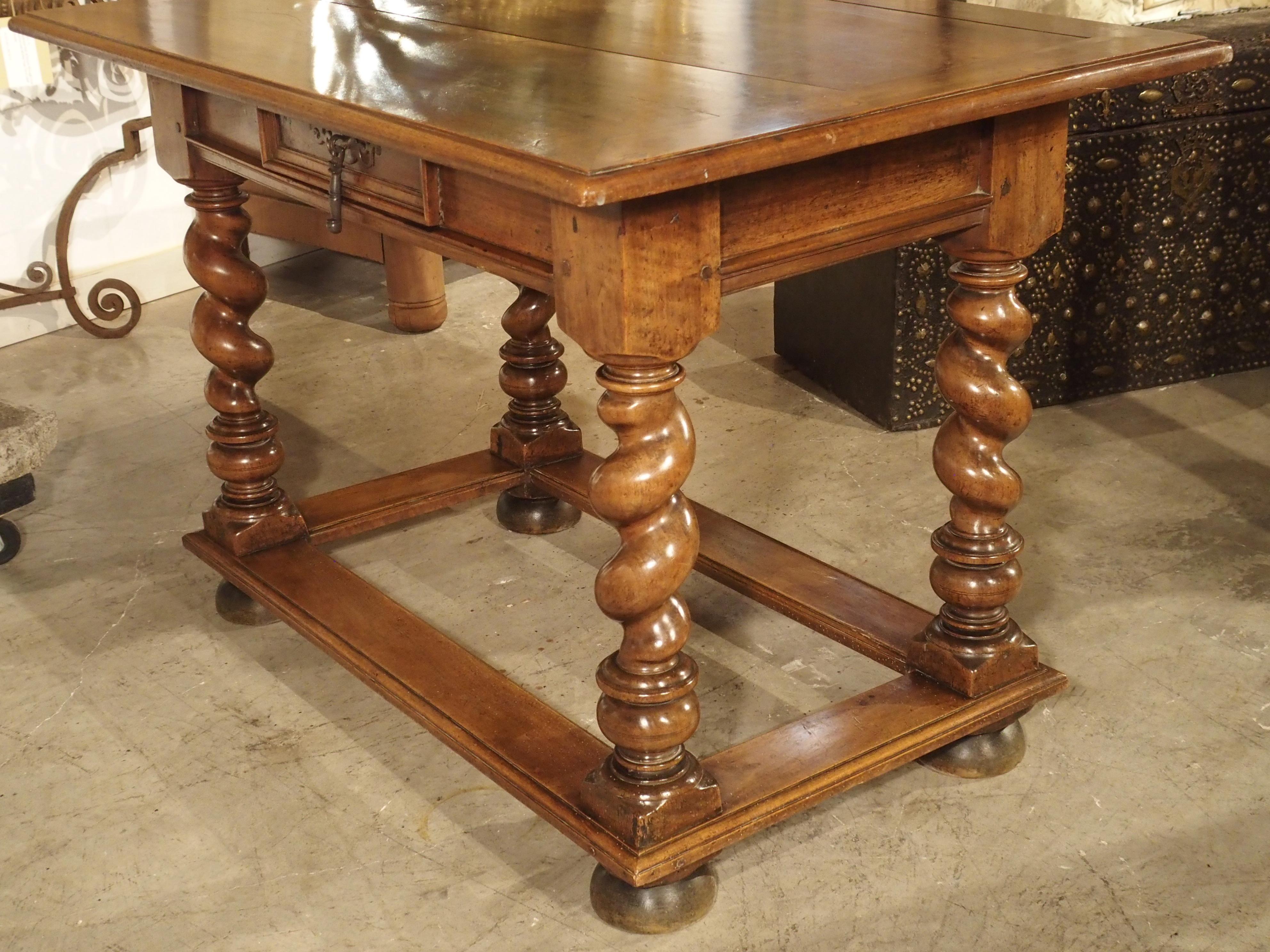 19th Century French Walnut Writing Table in the Louis XIII Style 11