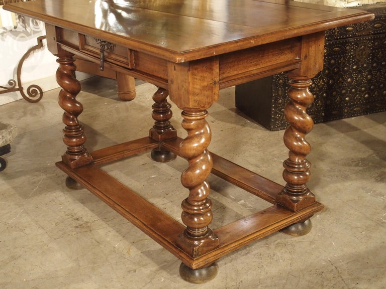 19th Century French Walnut Writing Table in the Louis XIII Style For Sale 12