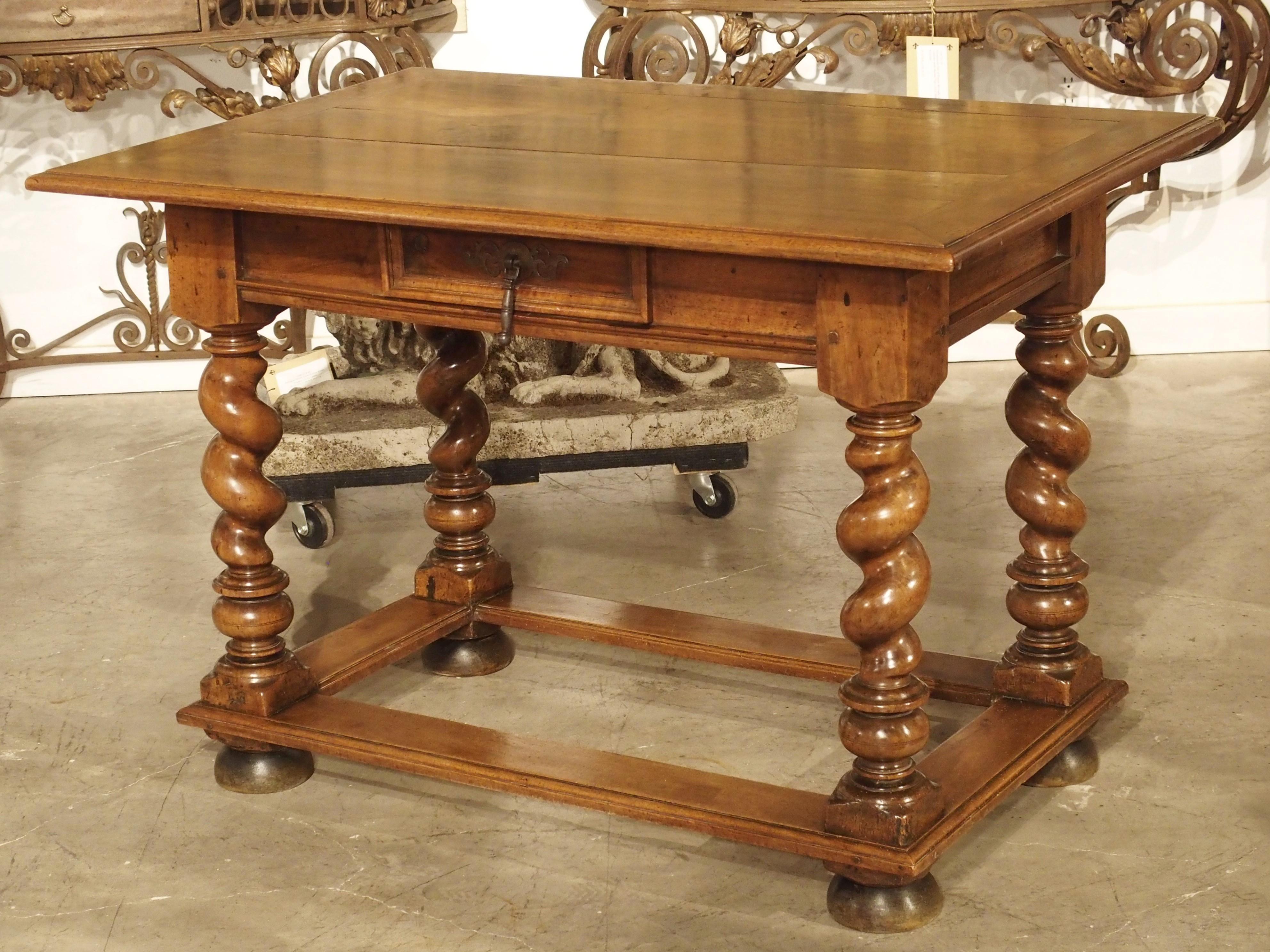 19th Century French Walnut Writing Table in the Louis XIII Style 12