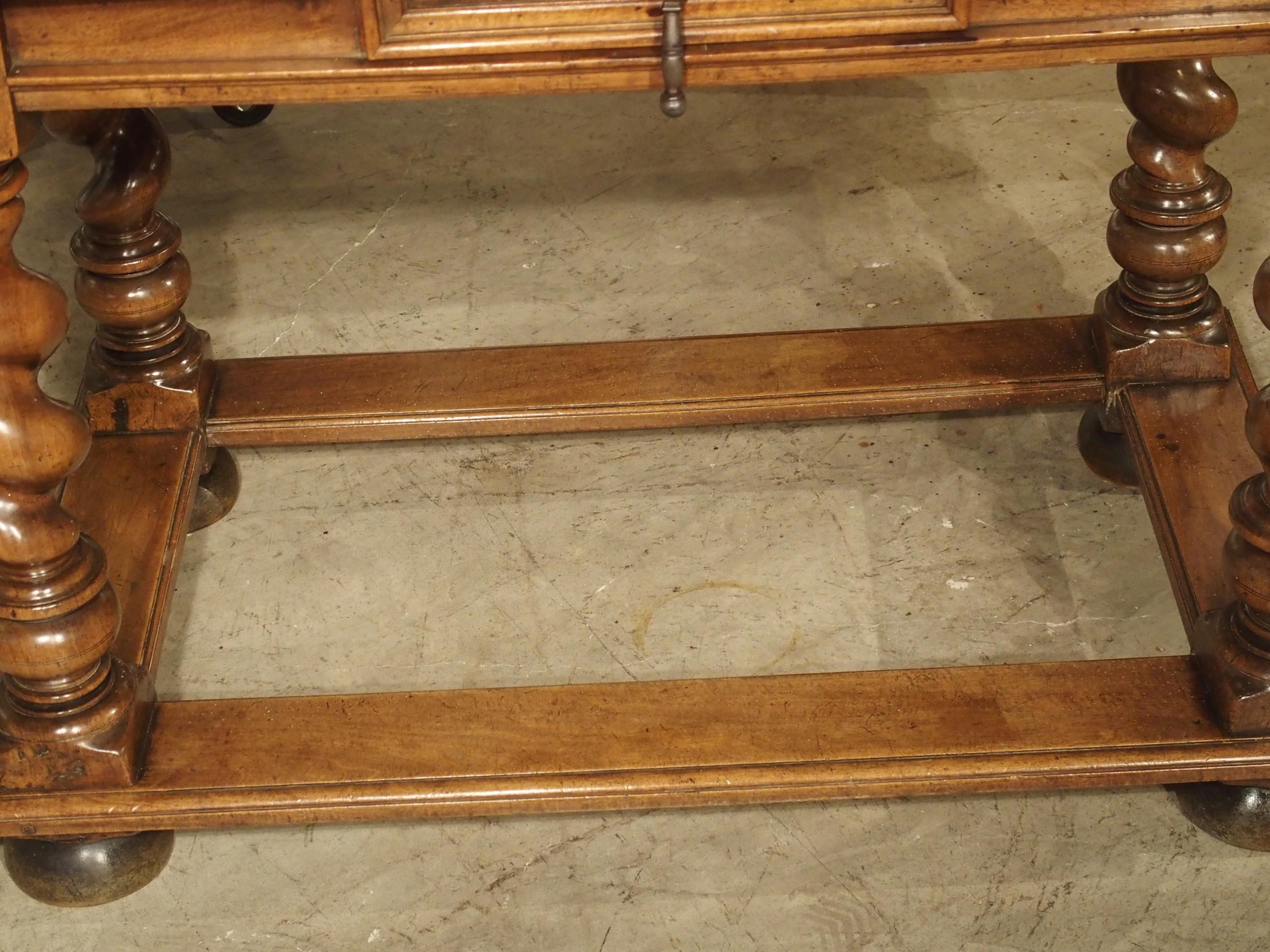 Iron 19th Century French Walnut Writing Table in the Louis XIII Style